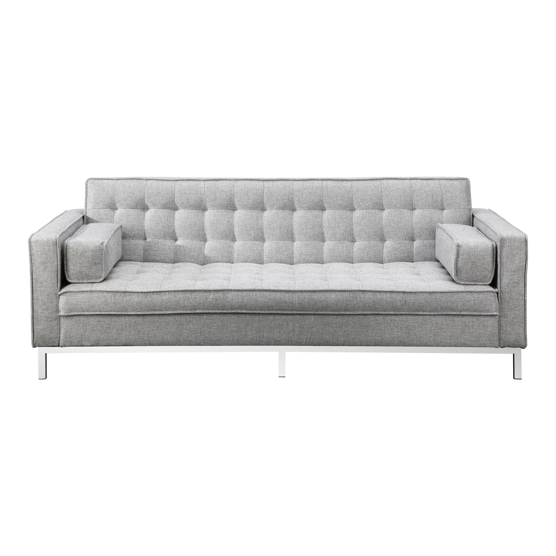 Sable Modern Sofa Bed, Tufted Upholstery with Bolster Cushions, Flip Down Design, 100% Polyester Upholstery, Light Grey