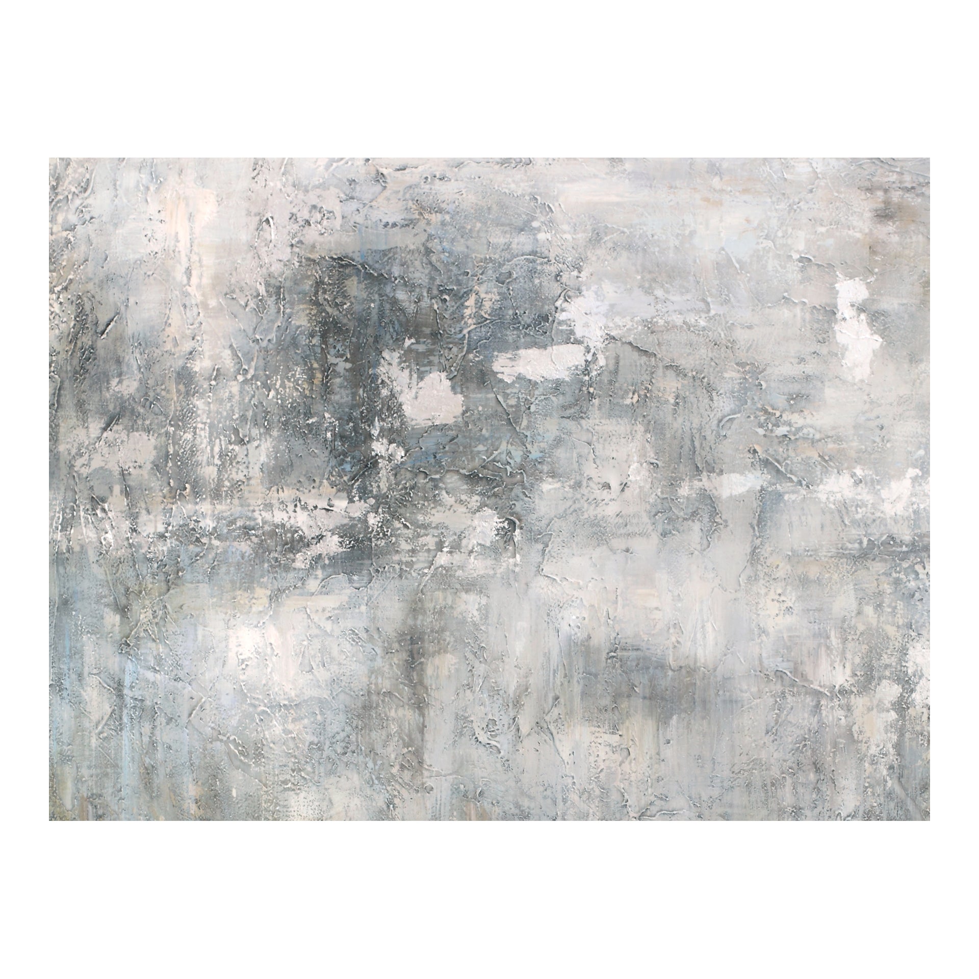 Fiorella Wall Decor, Abstract Acrylic Canvas Art, Cool Greys with Layered Textures, Contemporary Home Accent