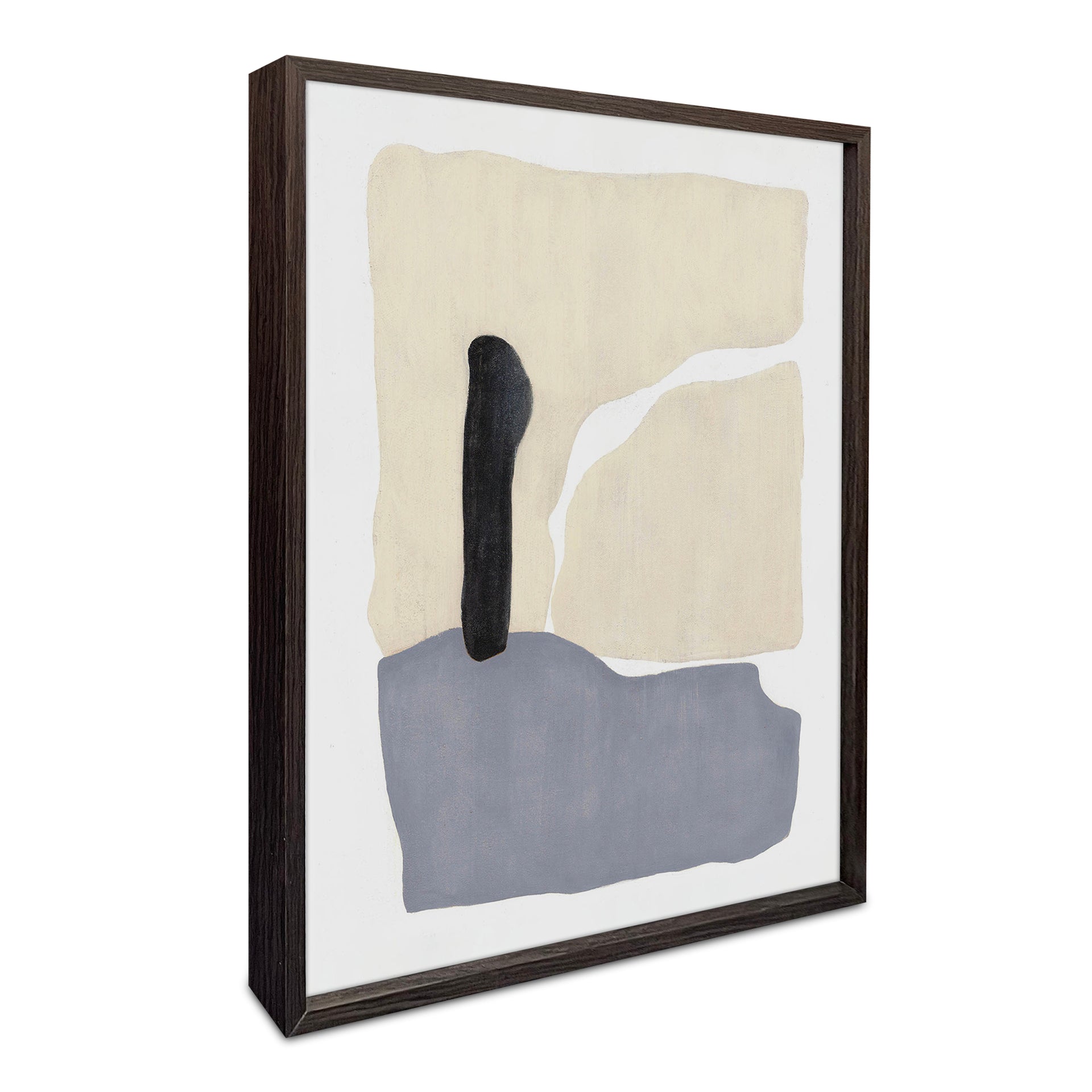 Lunara Framed Painting, Abstract Print on Paper, Solid Pine Frame, Tempered Glass