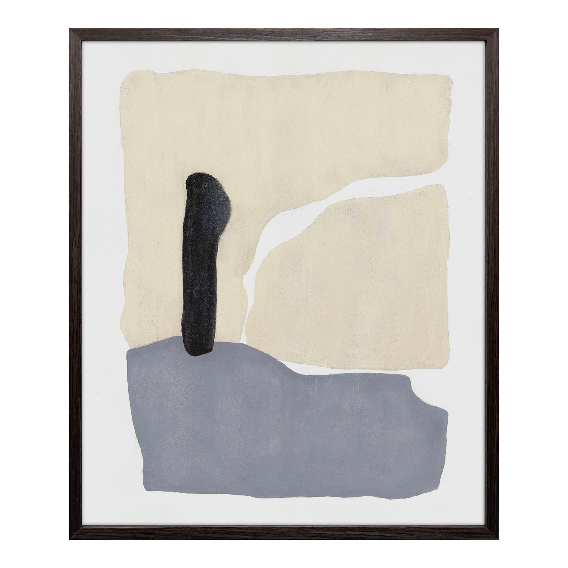 Lunara Framed Painting, Abstract Print on Paper, Solid Pine Frame, Tempered Glass