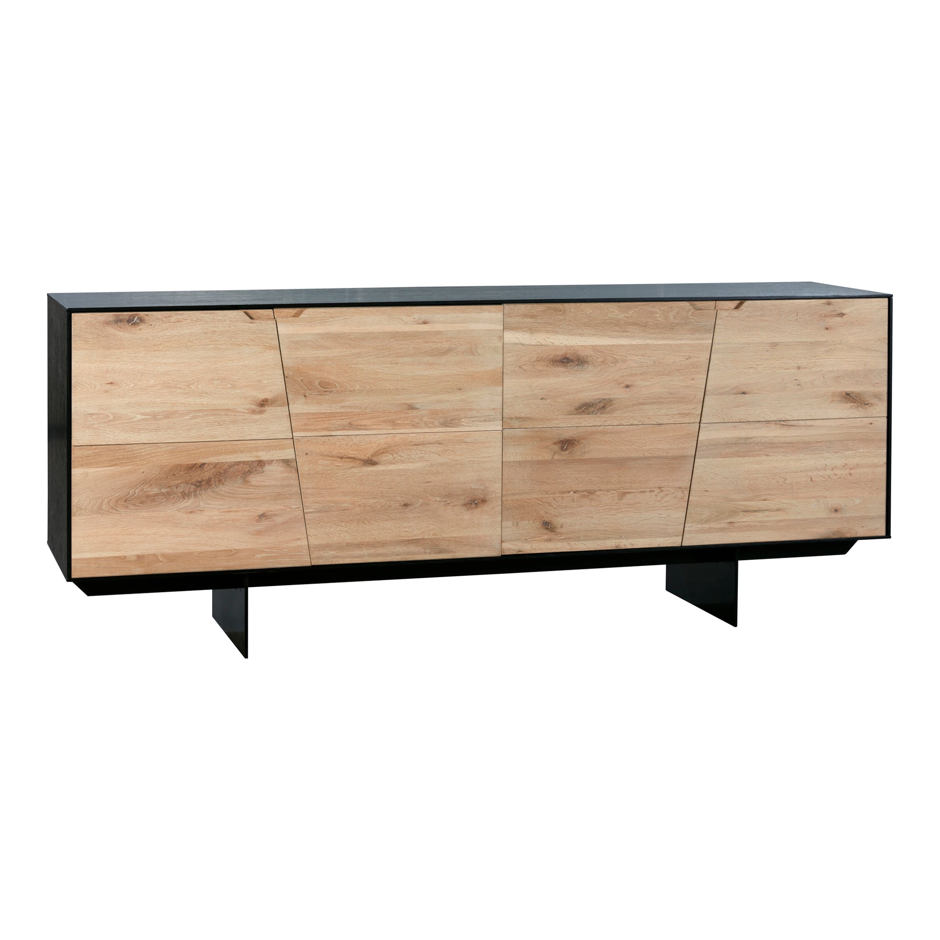 Calder Sideboard - 79" Width, Solid Oak with Sleek Metal Base