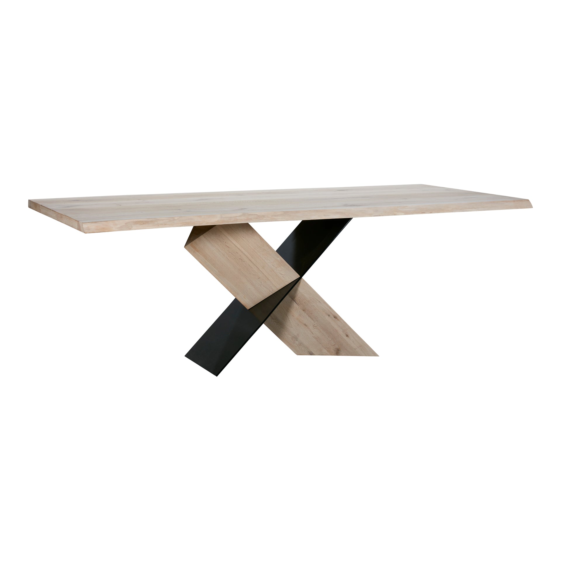 Calder - Solid Oak with Laminated Top and Metal Base Rectangular Dining Table Seats 6, Natural
