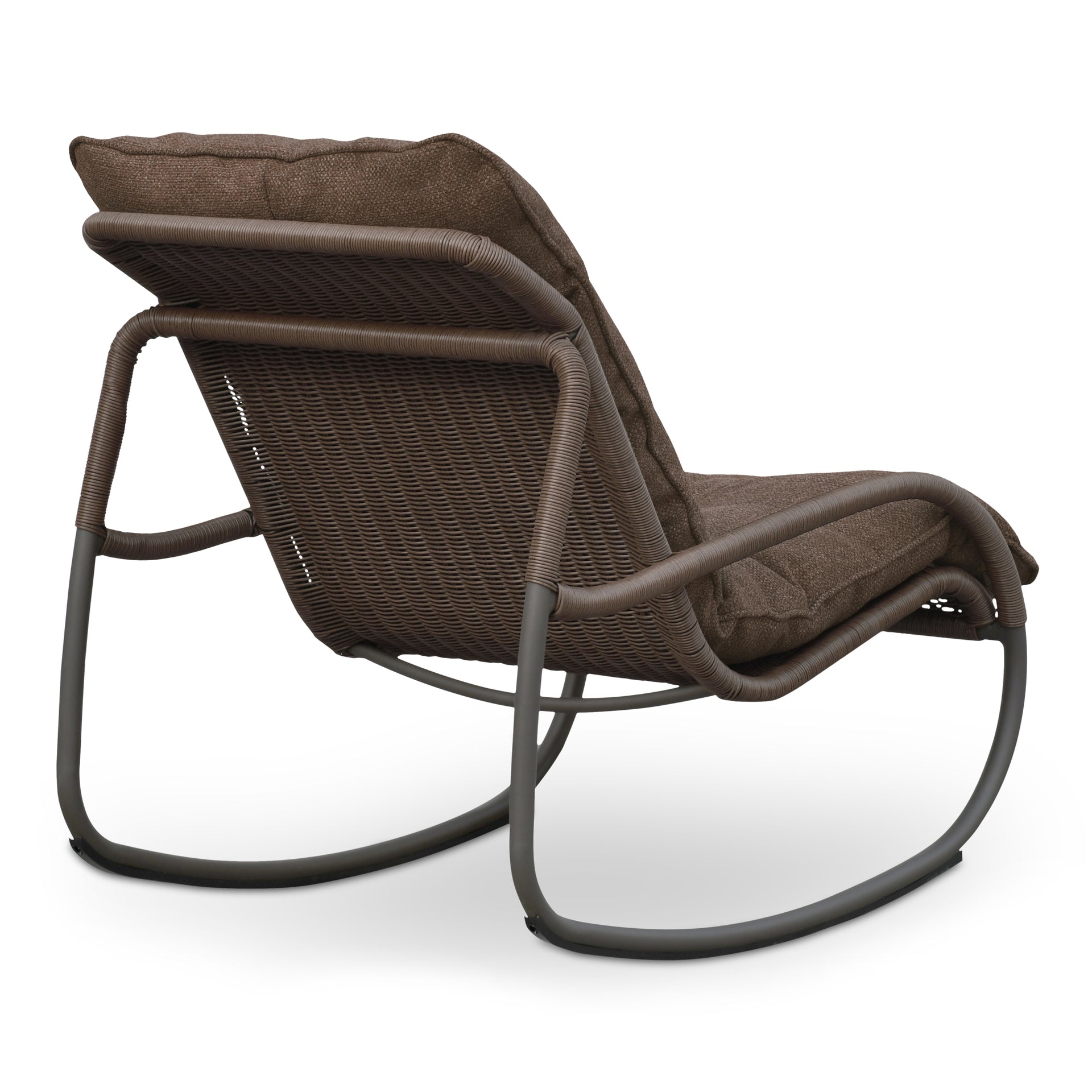 Torven Outdoor Rocking Chair, Woven Synthetic Wicker, Aluminium Frame, Brown Cushion, Brown