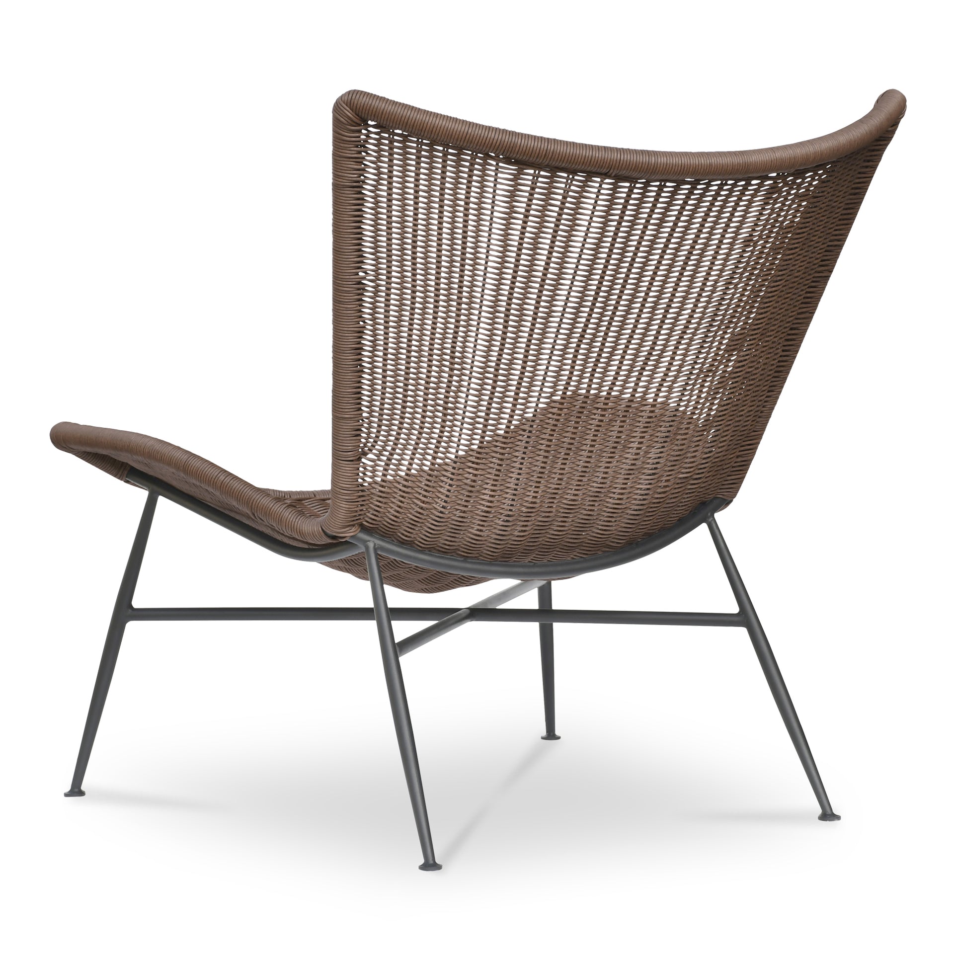 Clarity Outdoor Accent Chair, Wingback, Iron Frame, Synthetic Wicker, UV Fade Resistant, Brown