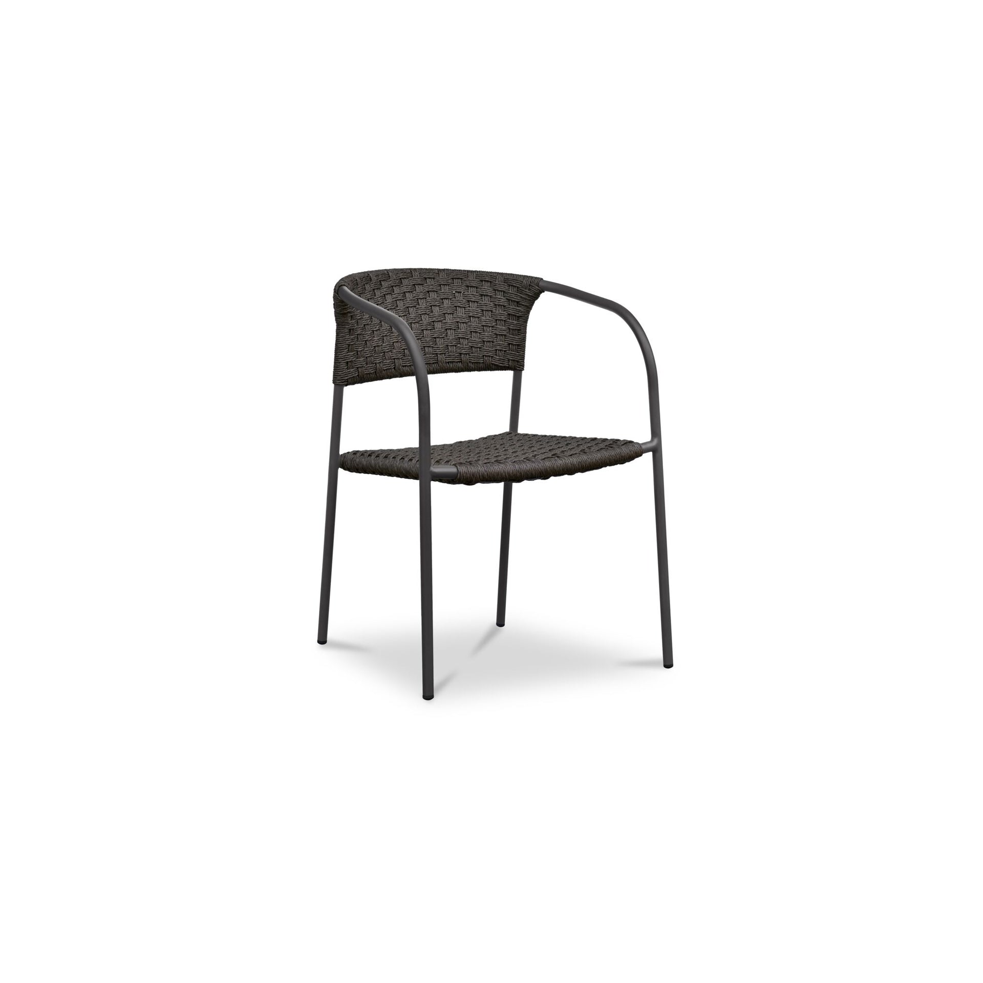 Tavera Dining Chairs, Curved Metal Frame, Basket Weave Design Dark Brown - Set of 2