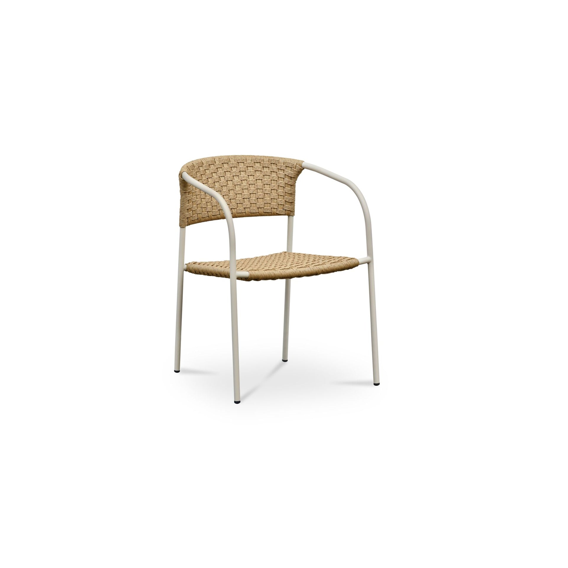 Tavera Outdoor Dining Chair, Stackable, Hand-Woven HDPE Wicker, Powder-Coated Steel Frame, Natural
