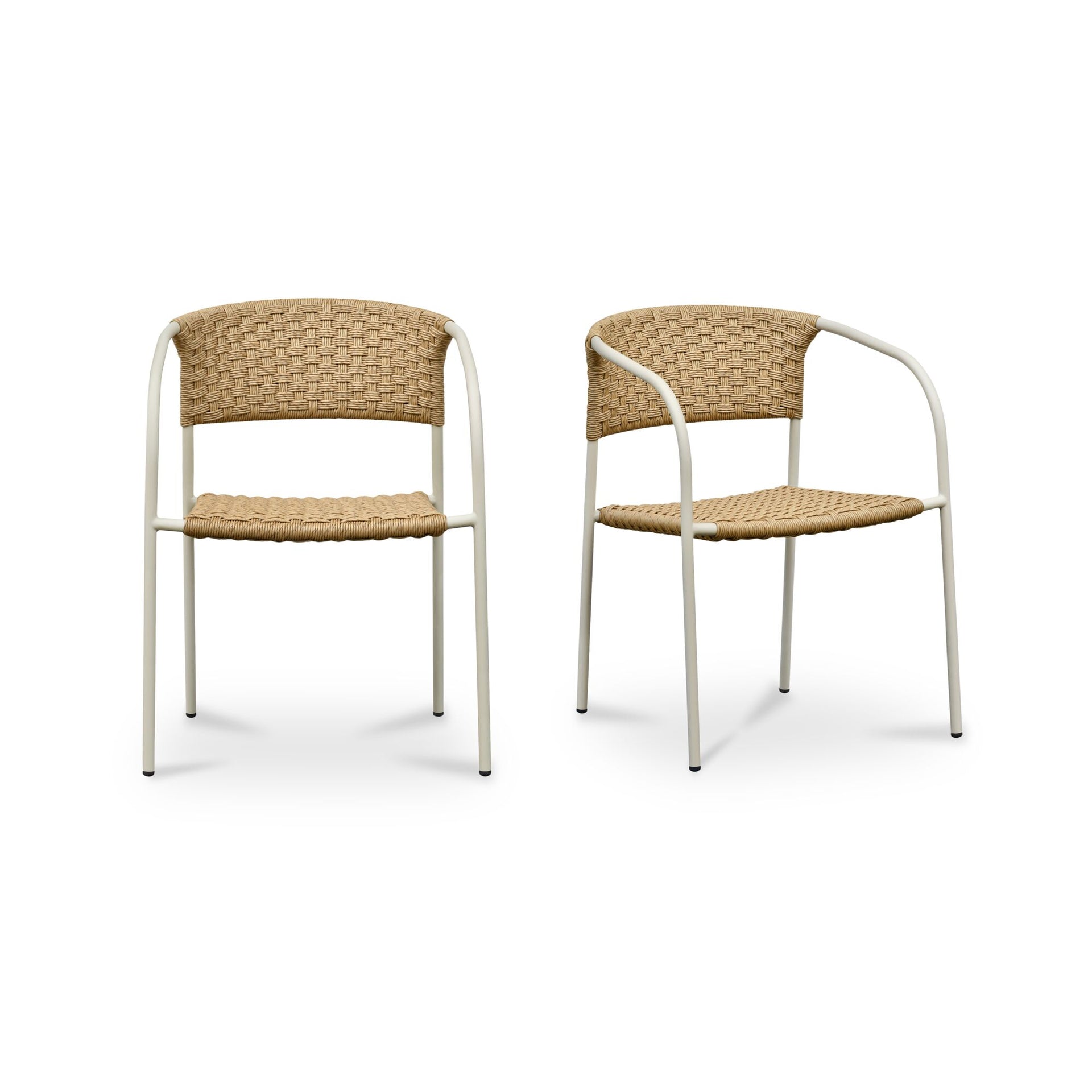 Tavera Outdoor Dining Chair, Stackable, Hand-Woven HDPE Wicker, Powder-Coated Steel Frame, Natural