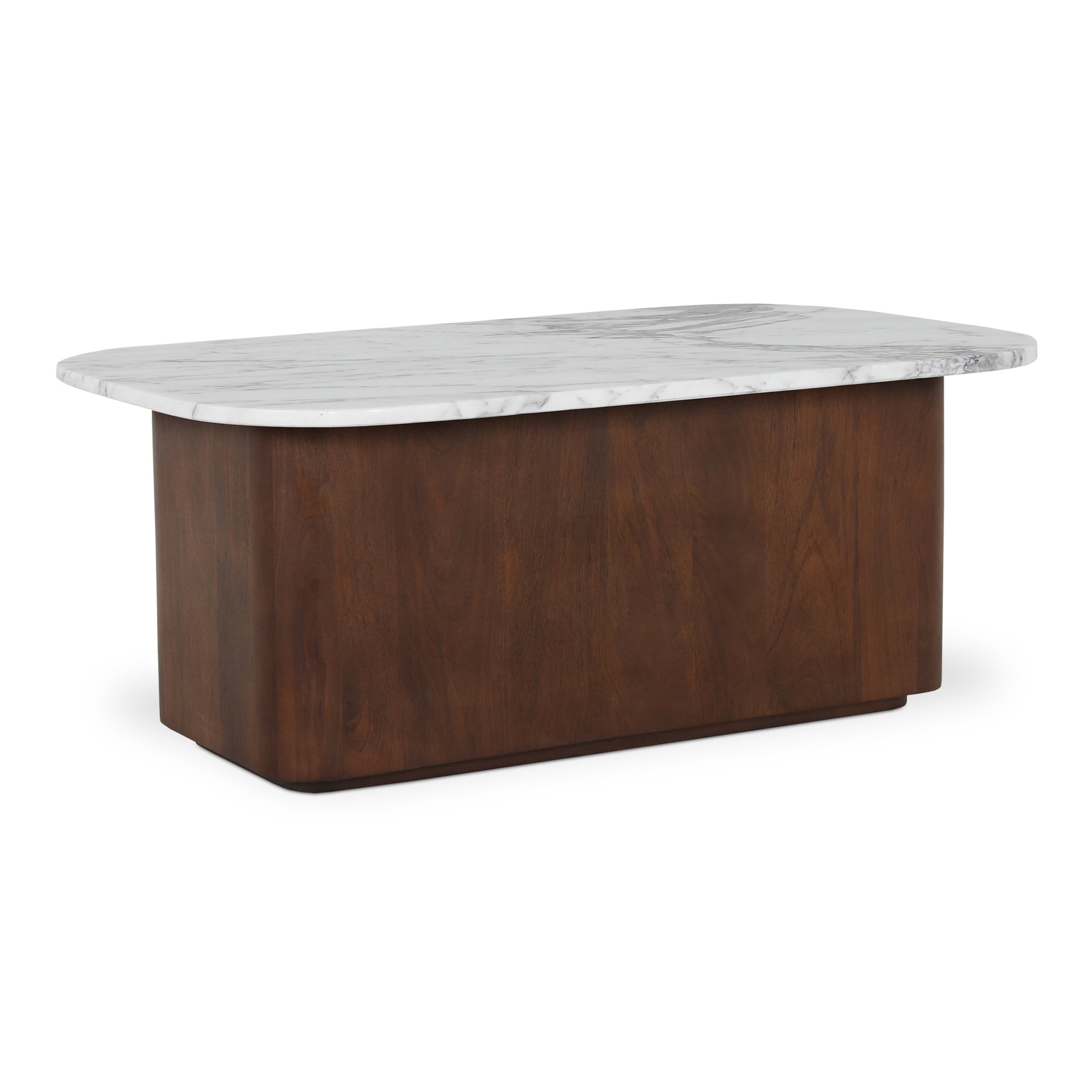 Yale Coffee Table, Italian Calacatta Marble Top, Mango Wood Base, White