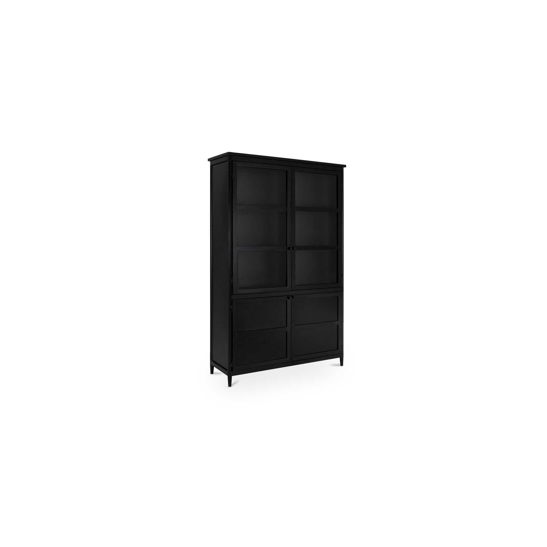 Calen Cabinet, Tall Powder-Coated Iron With Tempered Glass Doors, Black