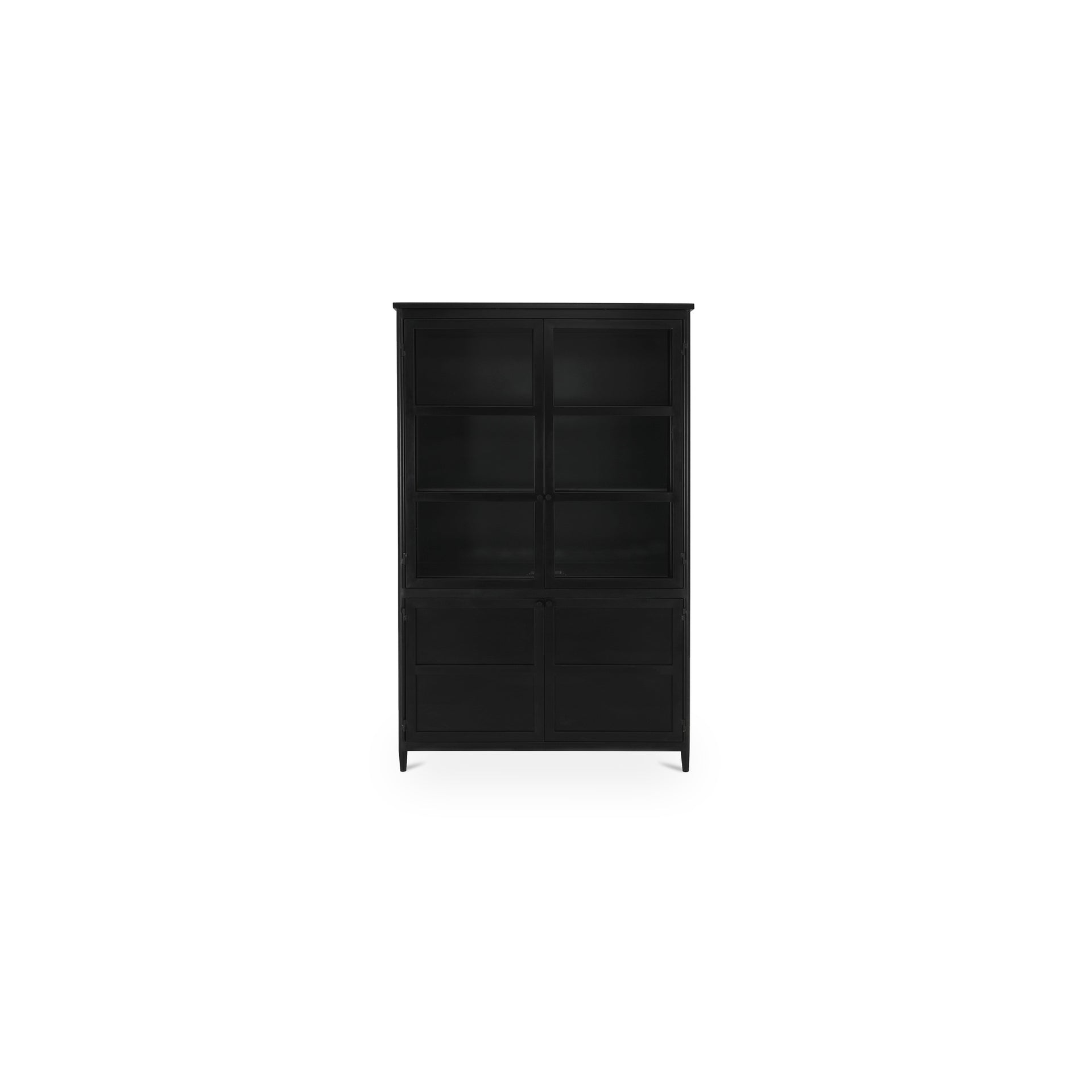 Calen Cabinet, Tall Powder-Coated Iron With Tempered Glass Doors, Black