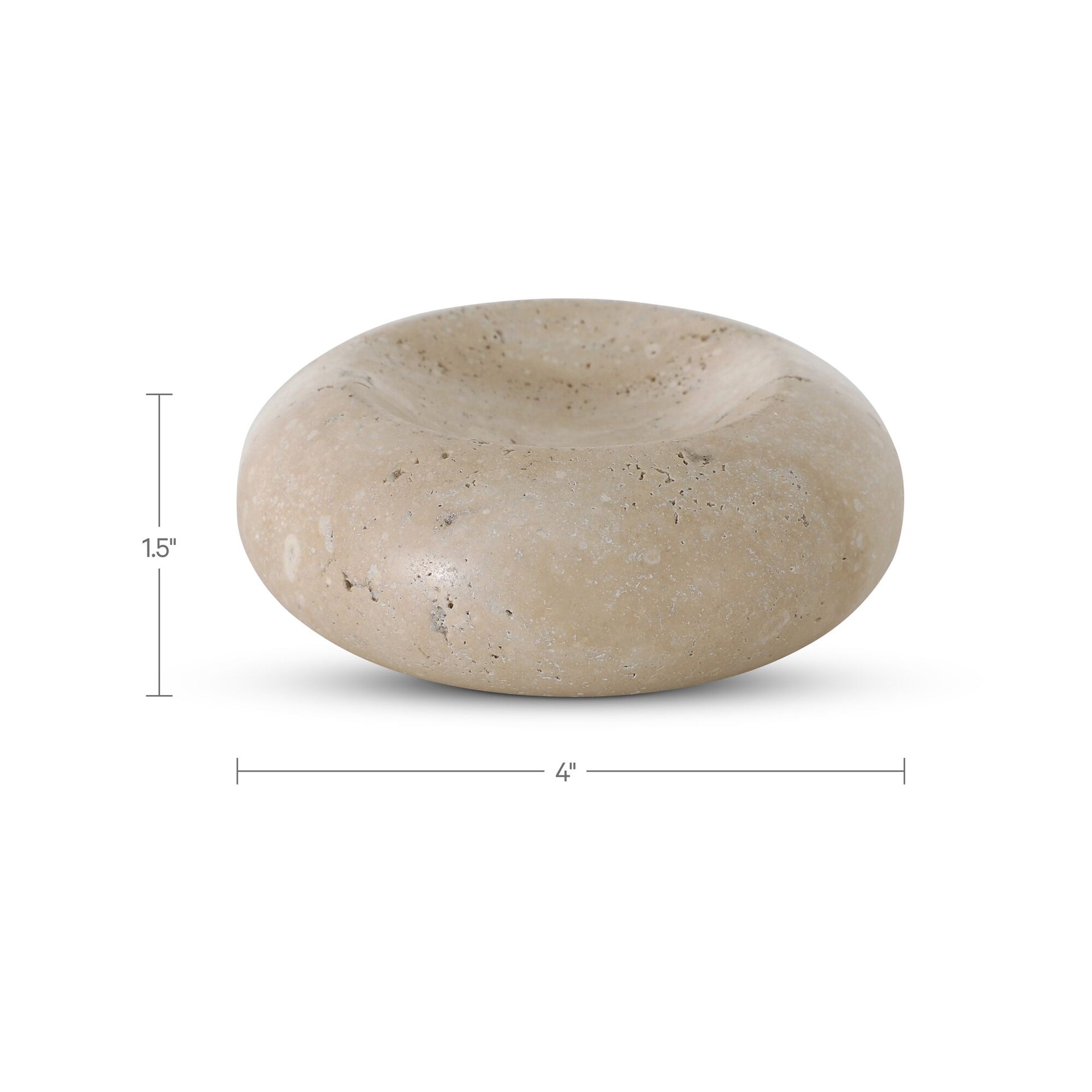 Giselda Decorative Bowl, Round, Travertine, Natural Veining, Natural