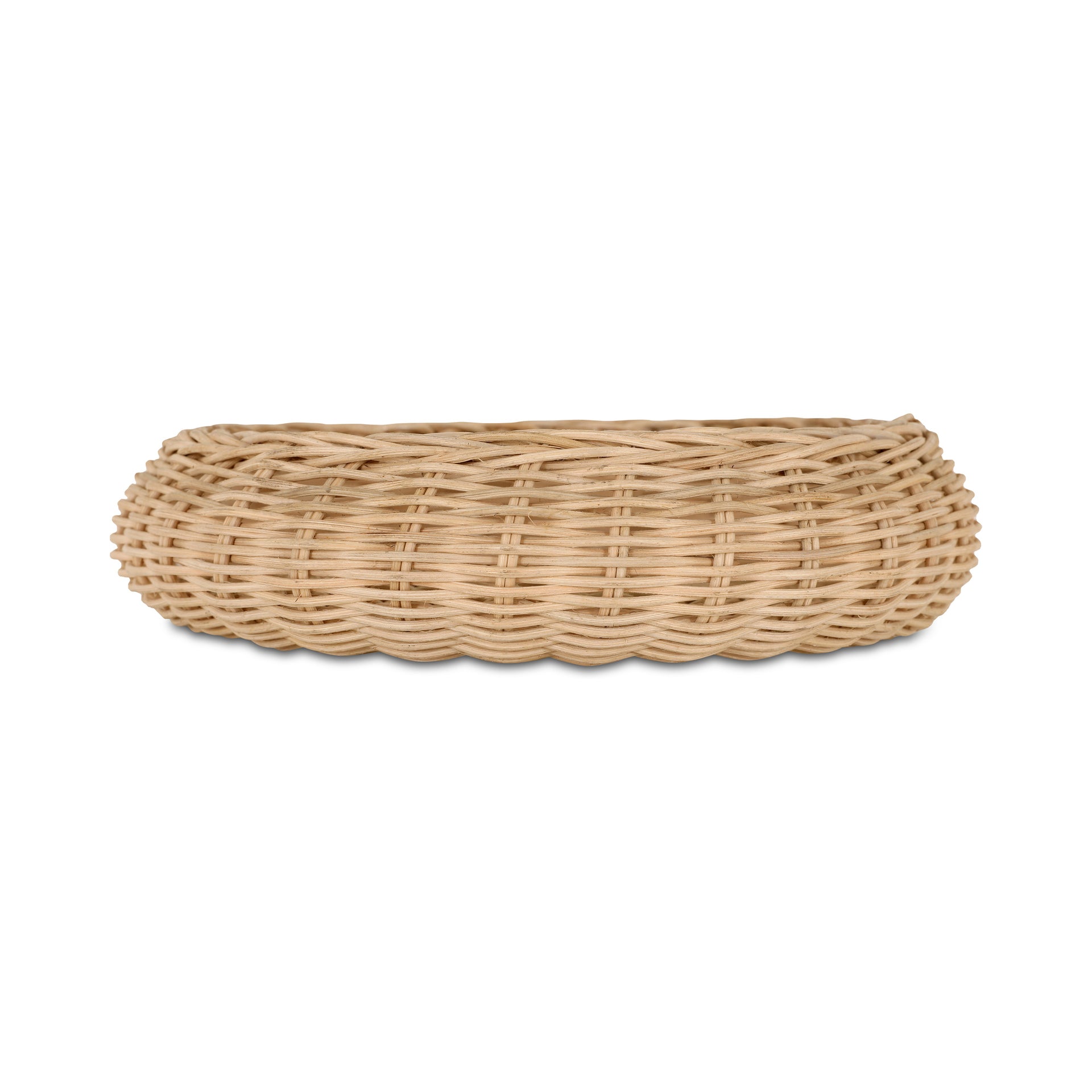 Thessaly Decorative Bowl, Round, Woven Cane, Low Profile, Natural