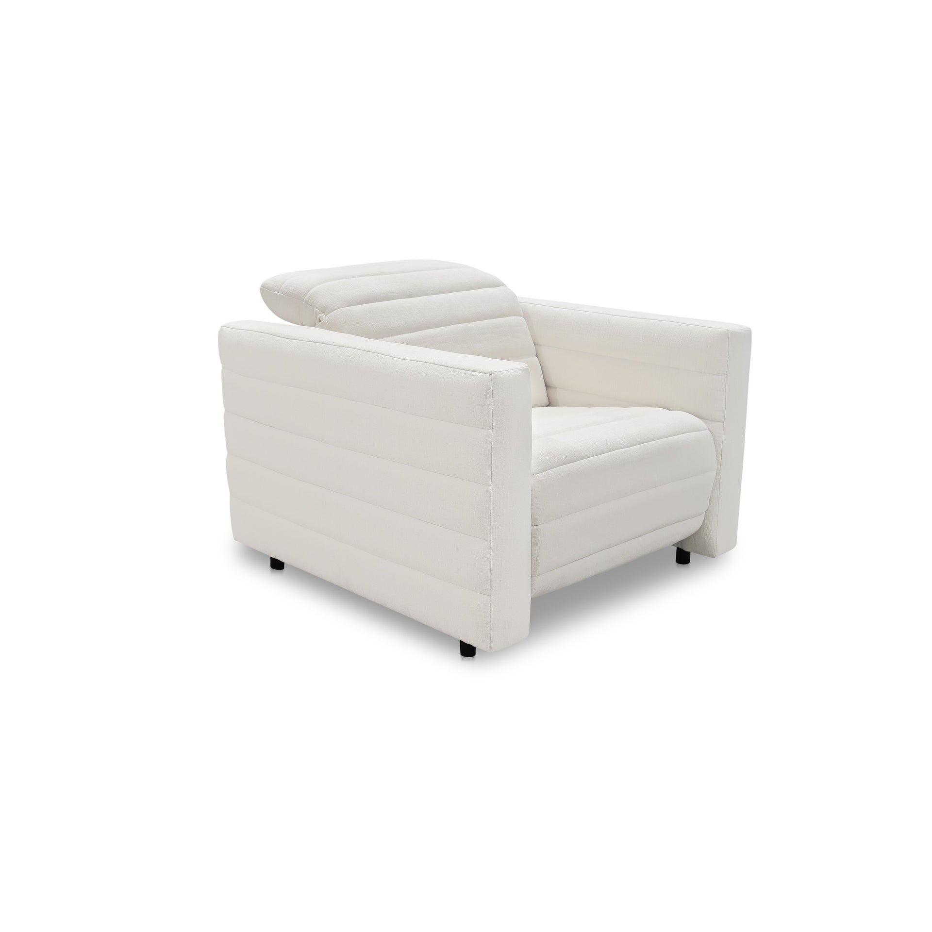 Serelith Recliner Chair, Channel-Tufted Chenille Fabric with Power Motion, Rubberwood Frame, Off White