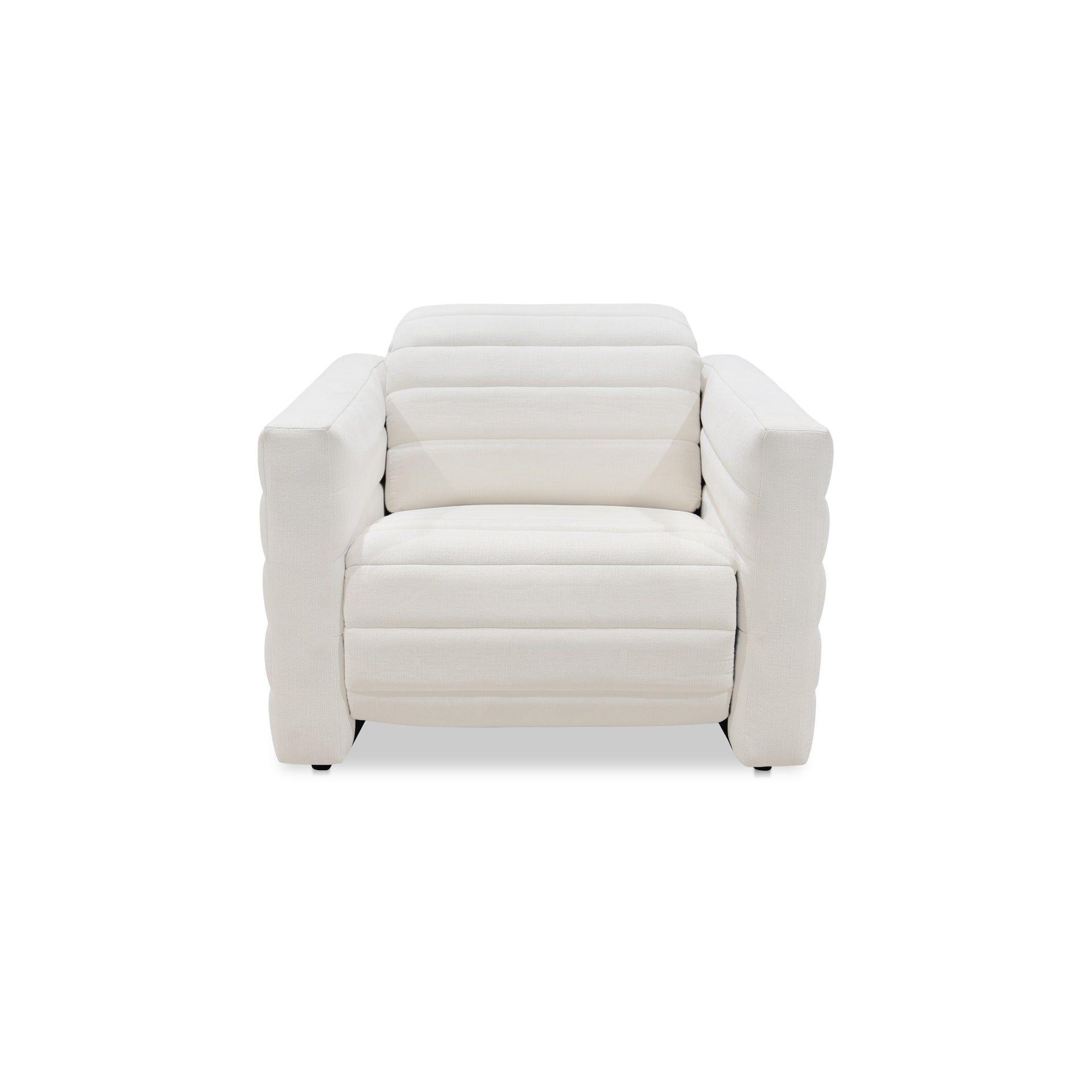 Serelith Recliner Chair, Channel-Tufted Chenille Fabric with Power Motion, Rubberwood Frame, Off White