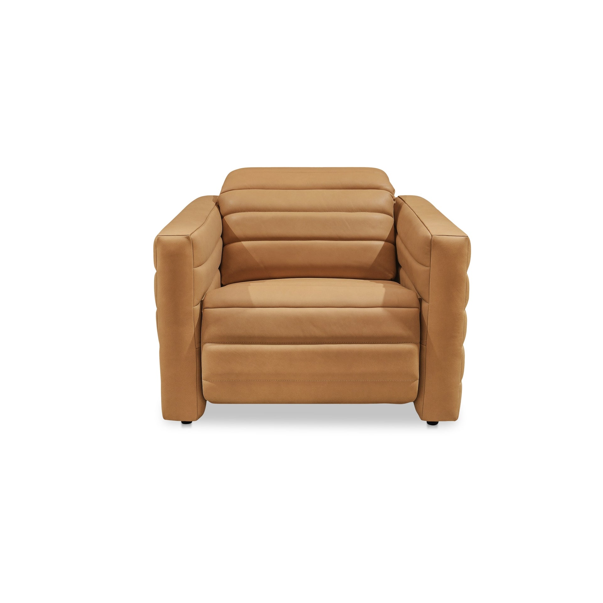 Serelith Power Recliner Accent Chair, Channel-Tufted Top Grain Leather, Tan