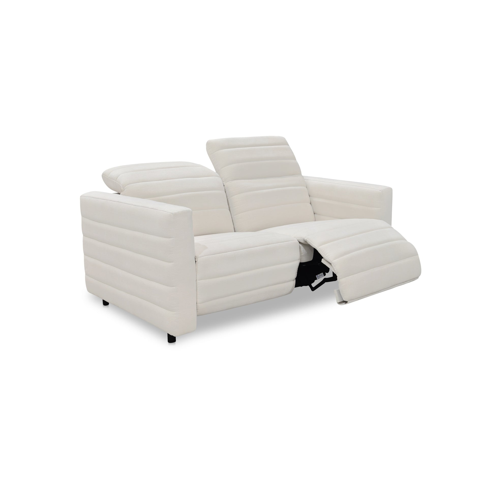 Serelith Sofa, Channel-Tufted Chenille Fabric with Power Recline, Rubberwood Frame, Seats 2, Off White