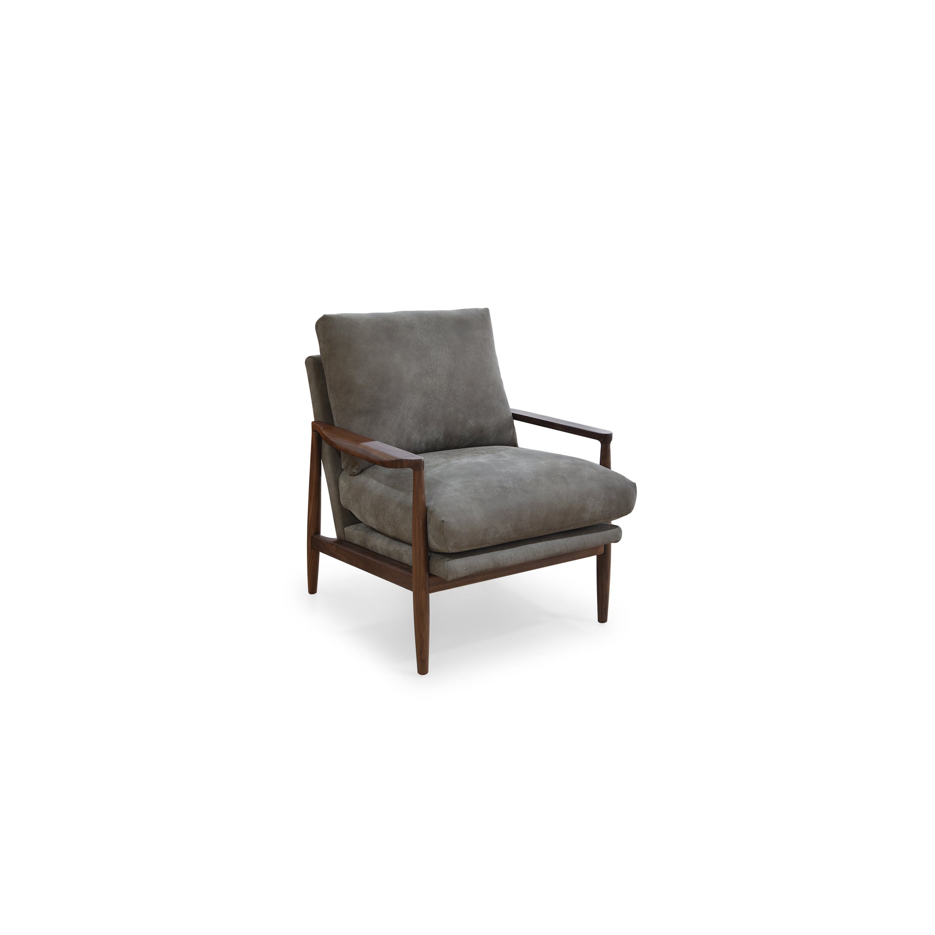 Thalina Occasional Chair, Mid-Century Silhouette, Top-Grain Leather, Solid Walnut Frame, Brown