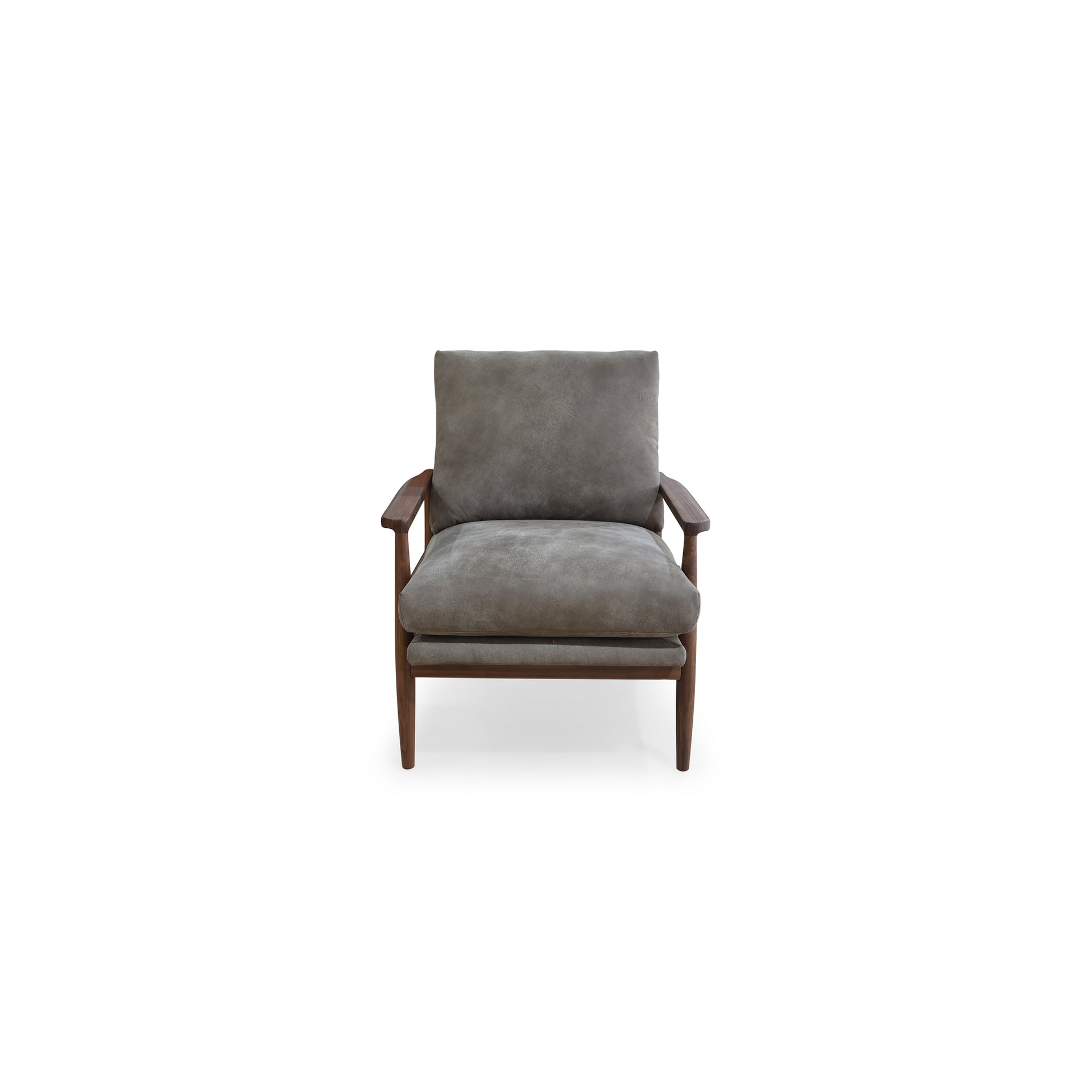 Thalina Occasional Chair, Mid-Century Silhouette, Top-Grain Leather, Solid Walnut Frame, Brown