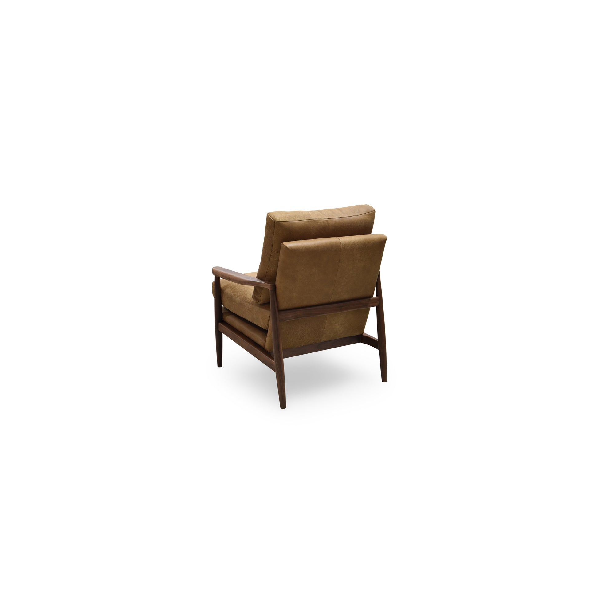 Thalina Occasional Chair, Mid-Century Silhouette, Top-Grain Leather, Solid Walnut Frame, Tan