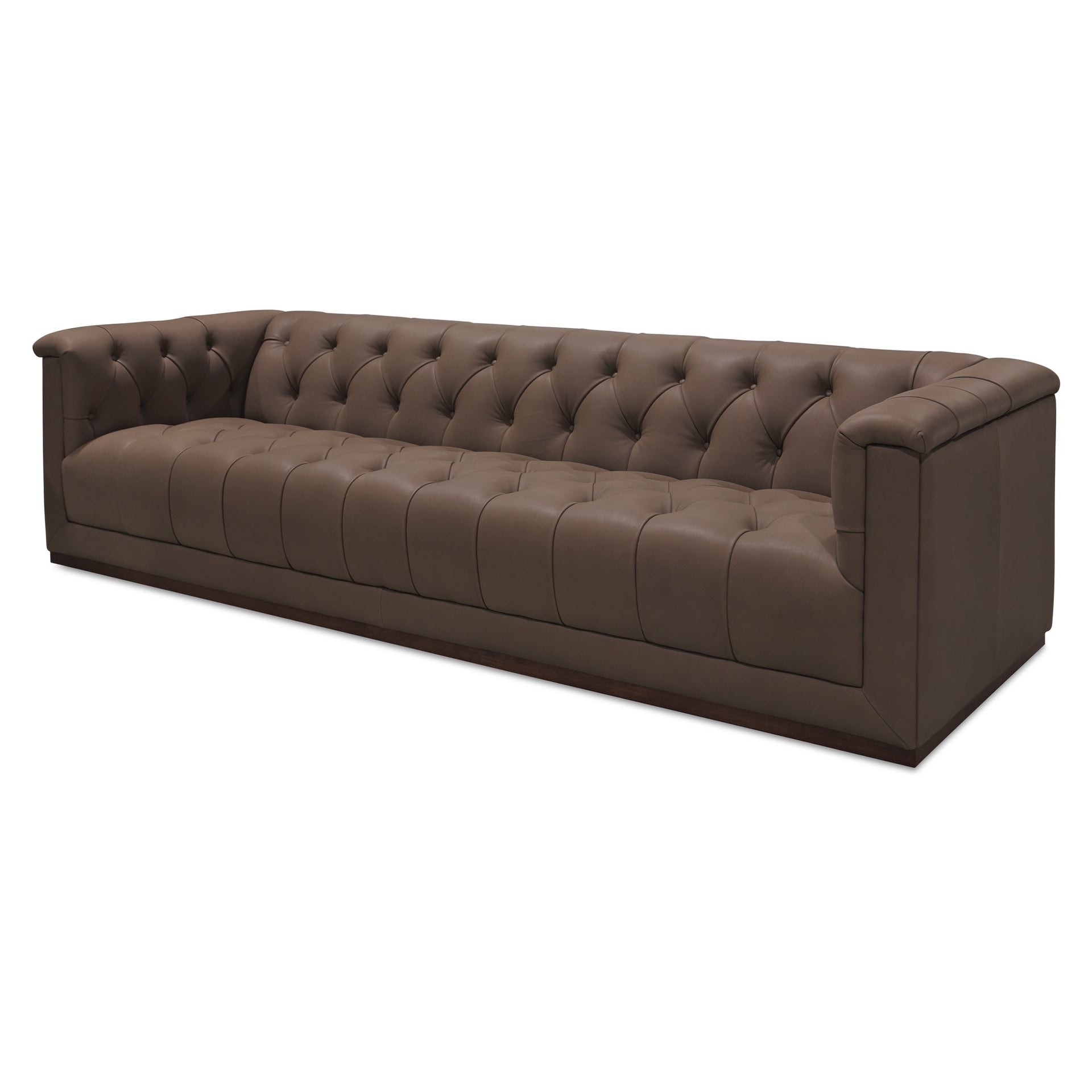 Marius Sofa, Rectilinear, Top Grain Leather, Matte Finish Three-Seater Cool Brown