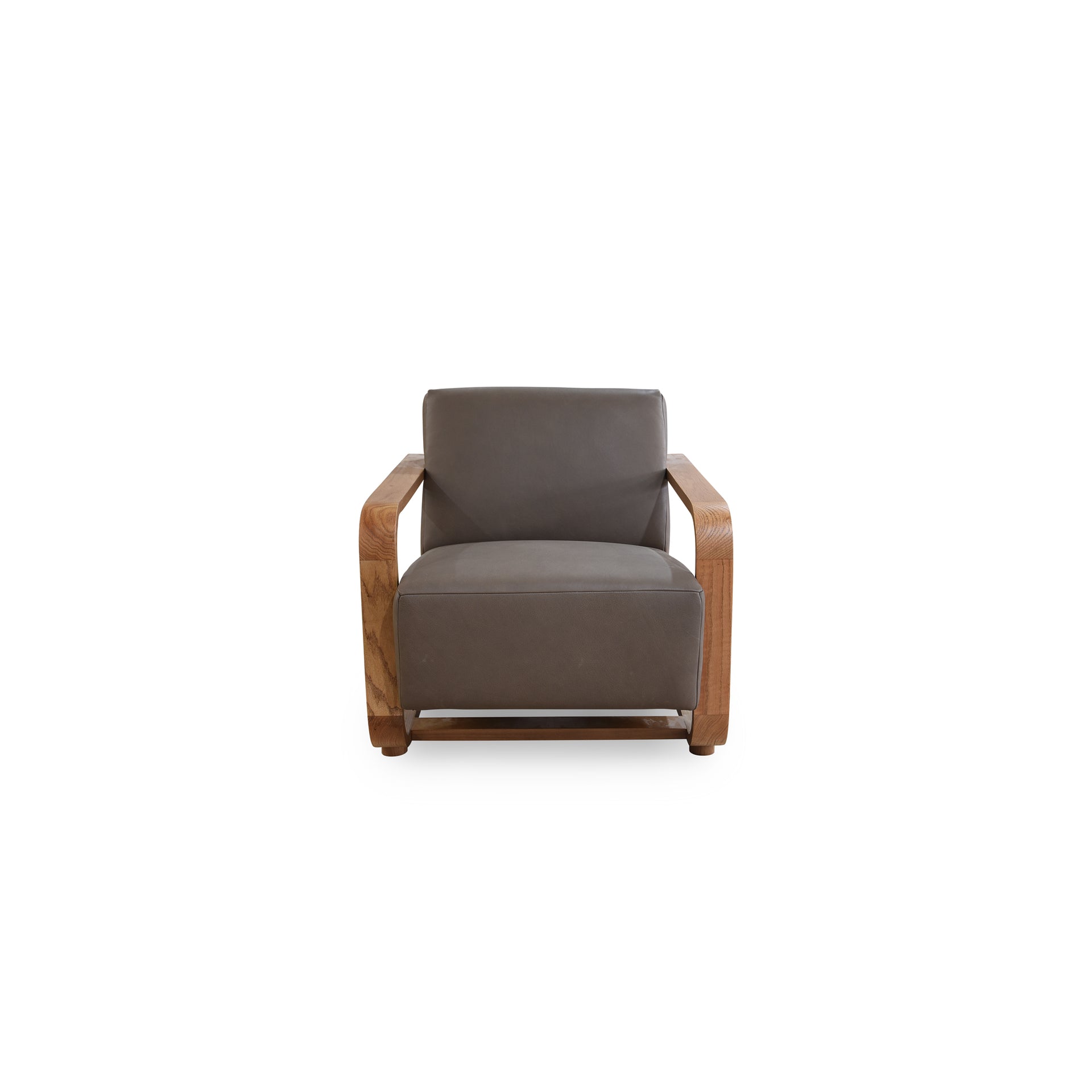 Joseph Occasional Chair, Lounge Profile, Top-Grain Leather, Solid Oak Frame, Cool Brown