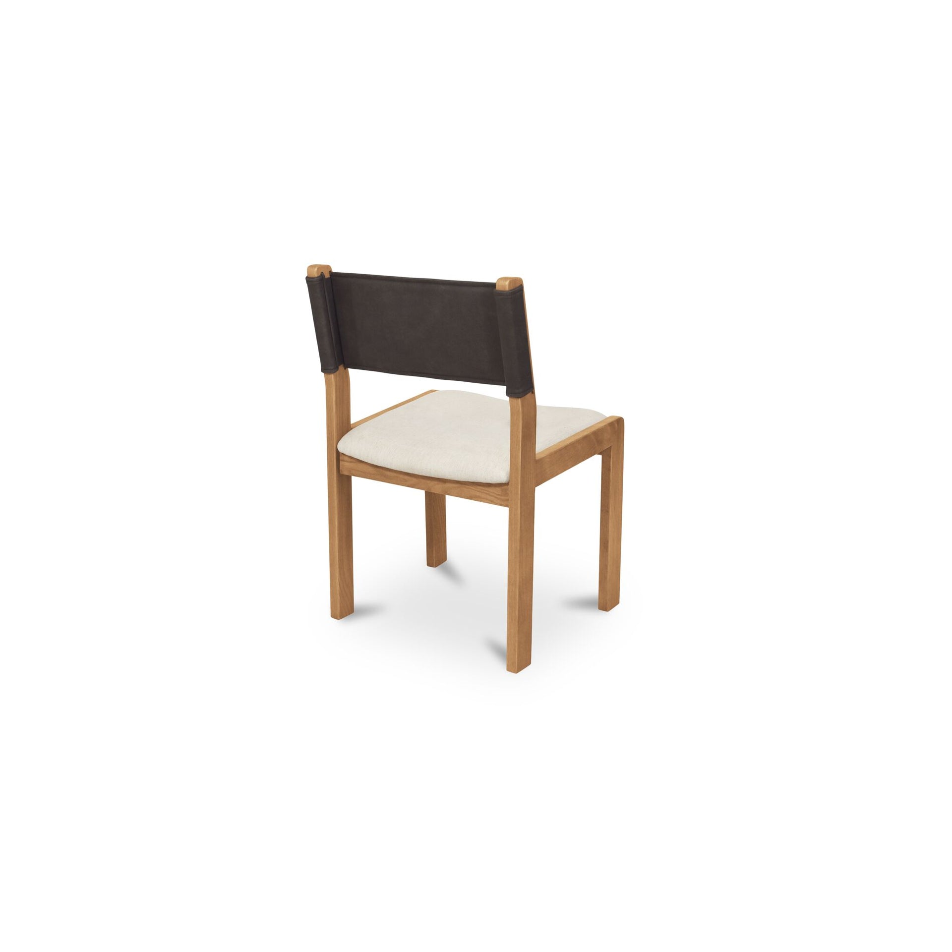 Elsinore Dining Chair, Solid Oak Frame, Top Grain Leather Back, Carved-Back Detail, Deep Brown