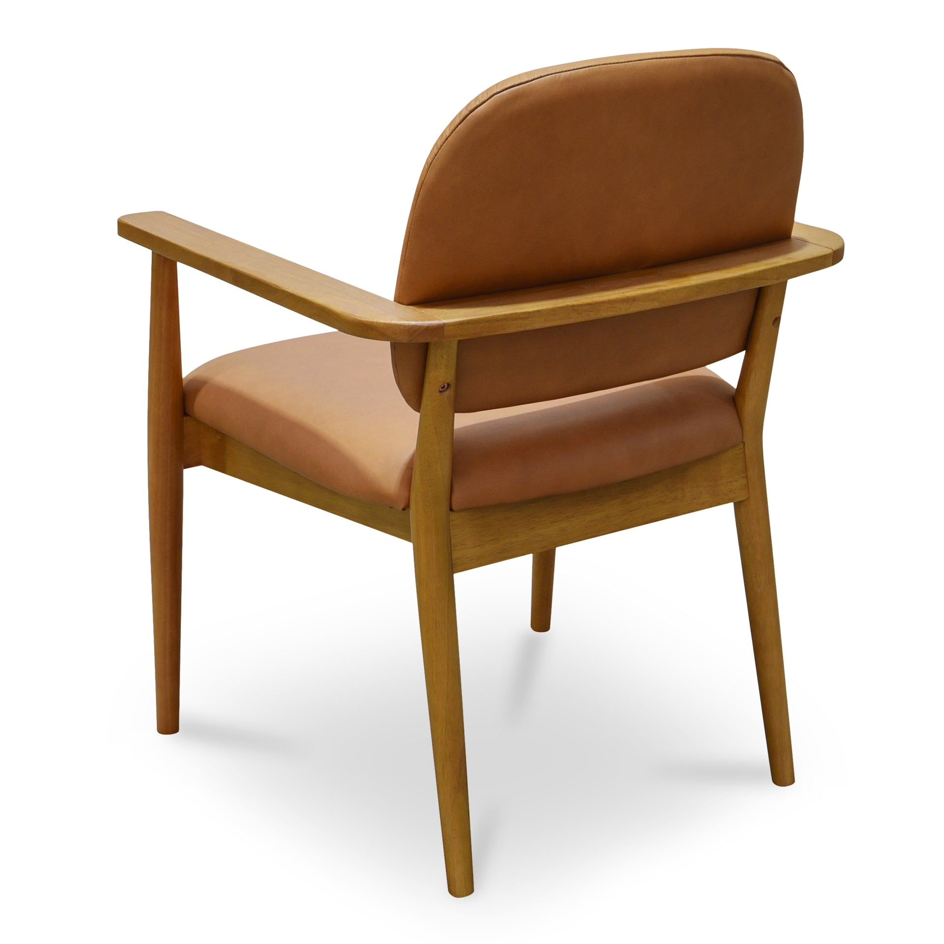 Nayara Dining Chair, Continuous Frame Top Grain Full Aniline Leather with Rubberwood Legs, Brown