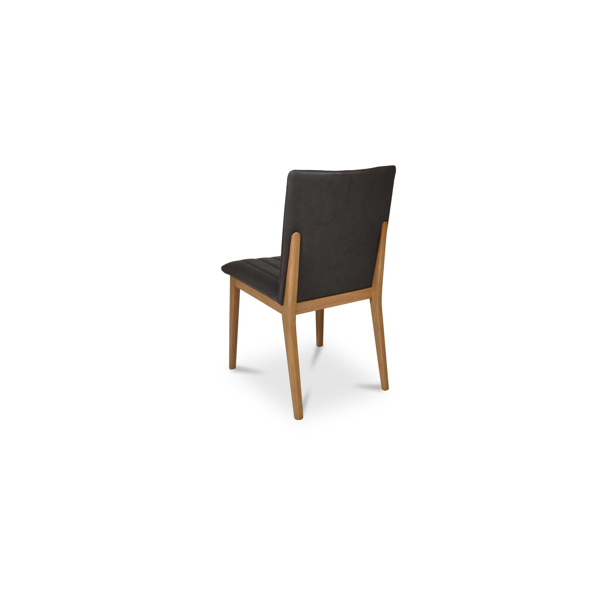 Cyrus Dining Chair, Slim Solid Oak Frame with Top Grain Leather, Curved Backrest, Brown - Set of 2