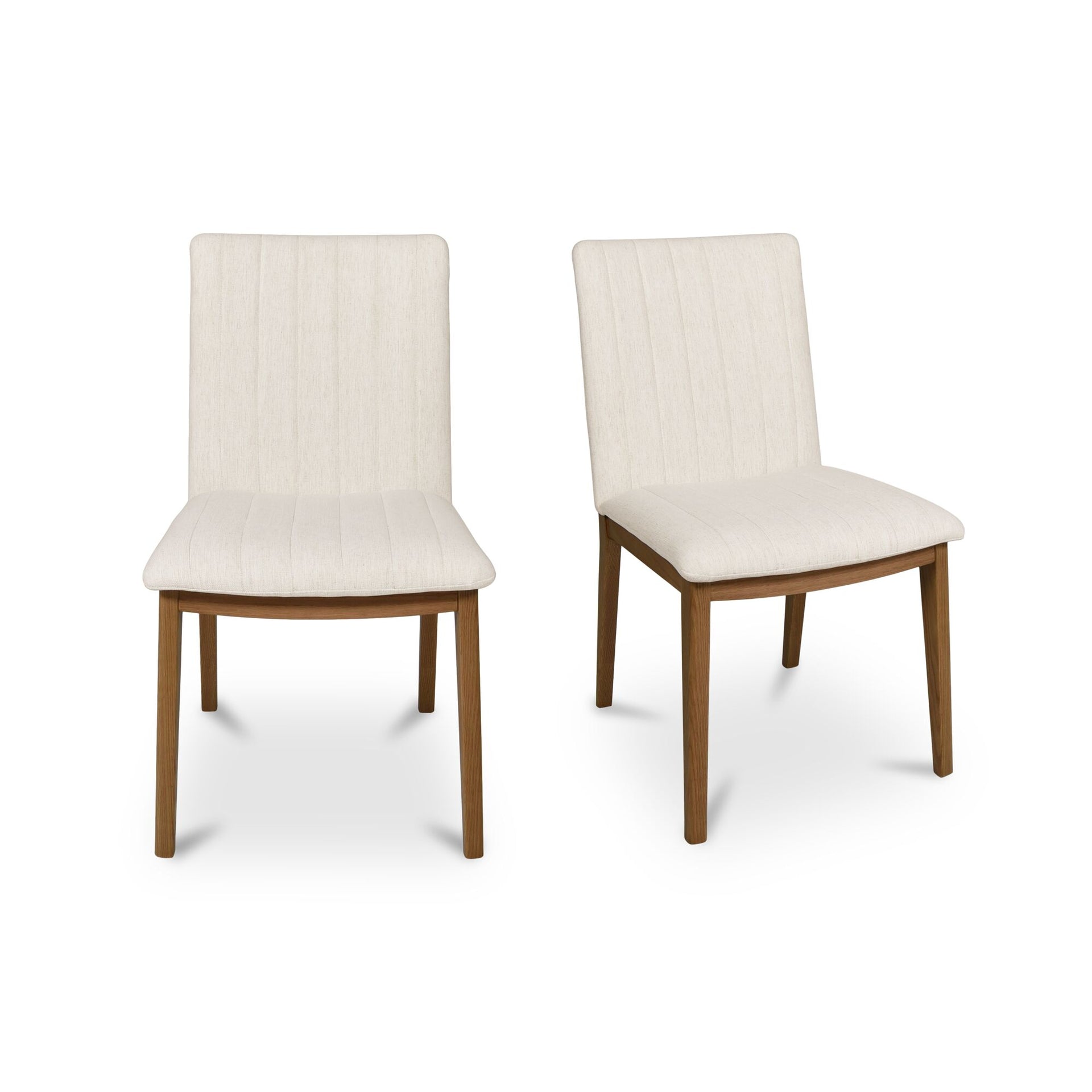 Cyrus Dining Chair, Solid Oak Frame, Polyester Upholstery, Curved Backrest, Cream - Set of 2