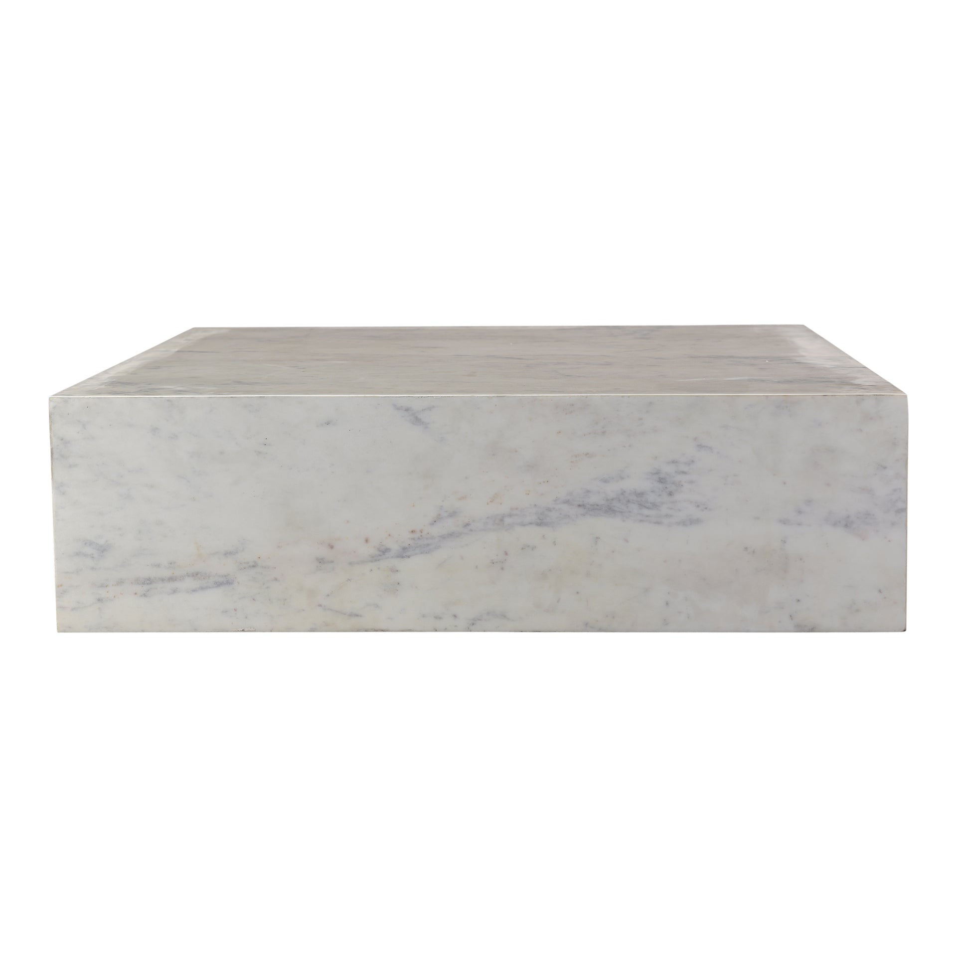 Isla Coffee Table, Square Kailashpri White Marble Top, Expansive Tabletop, White