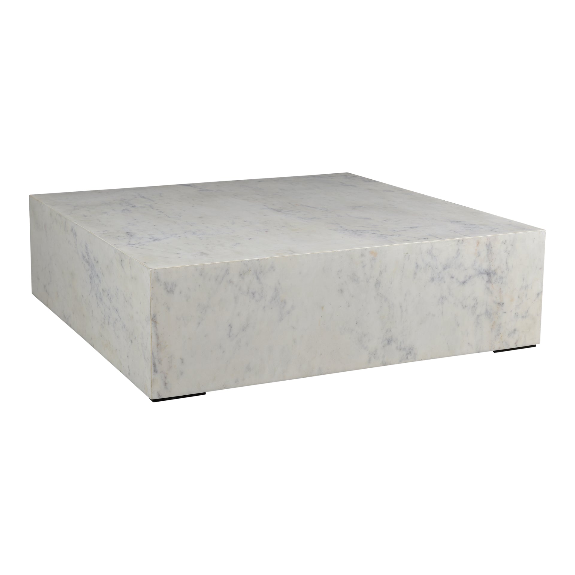 Isla Coffee Table, Square Kailashpri White Marble Top, Expansive Tabletop, White