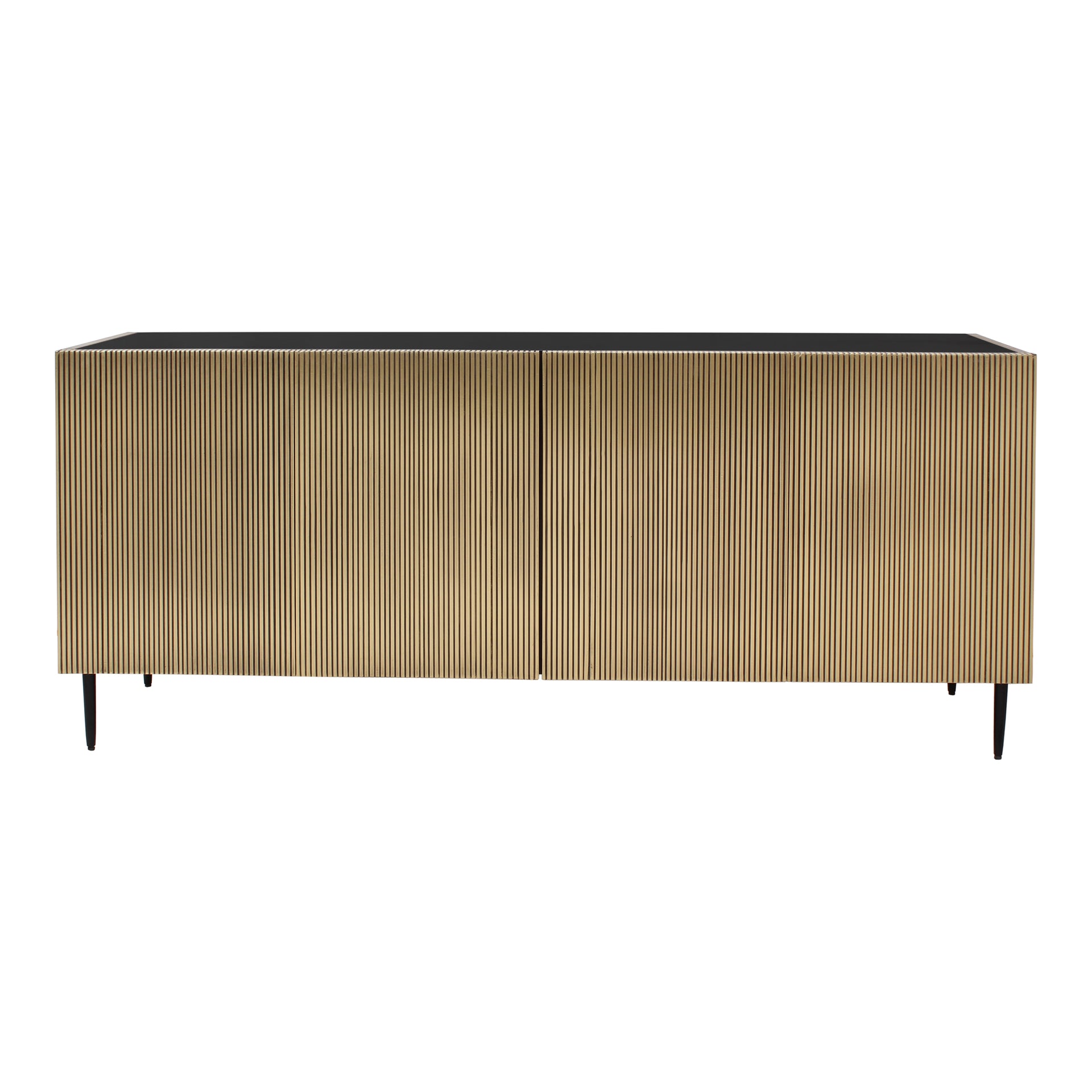 Echo Sideboard, Antique Brass Finish, Solid Mango Wood Top, Rectangular, Yellow