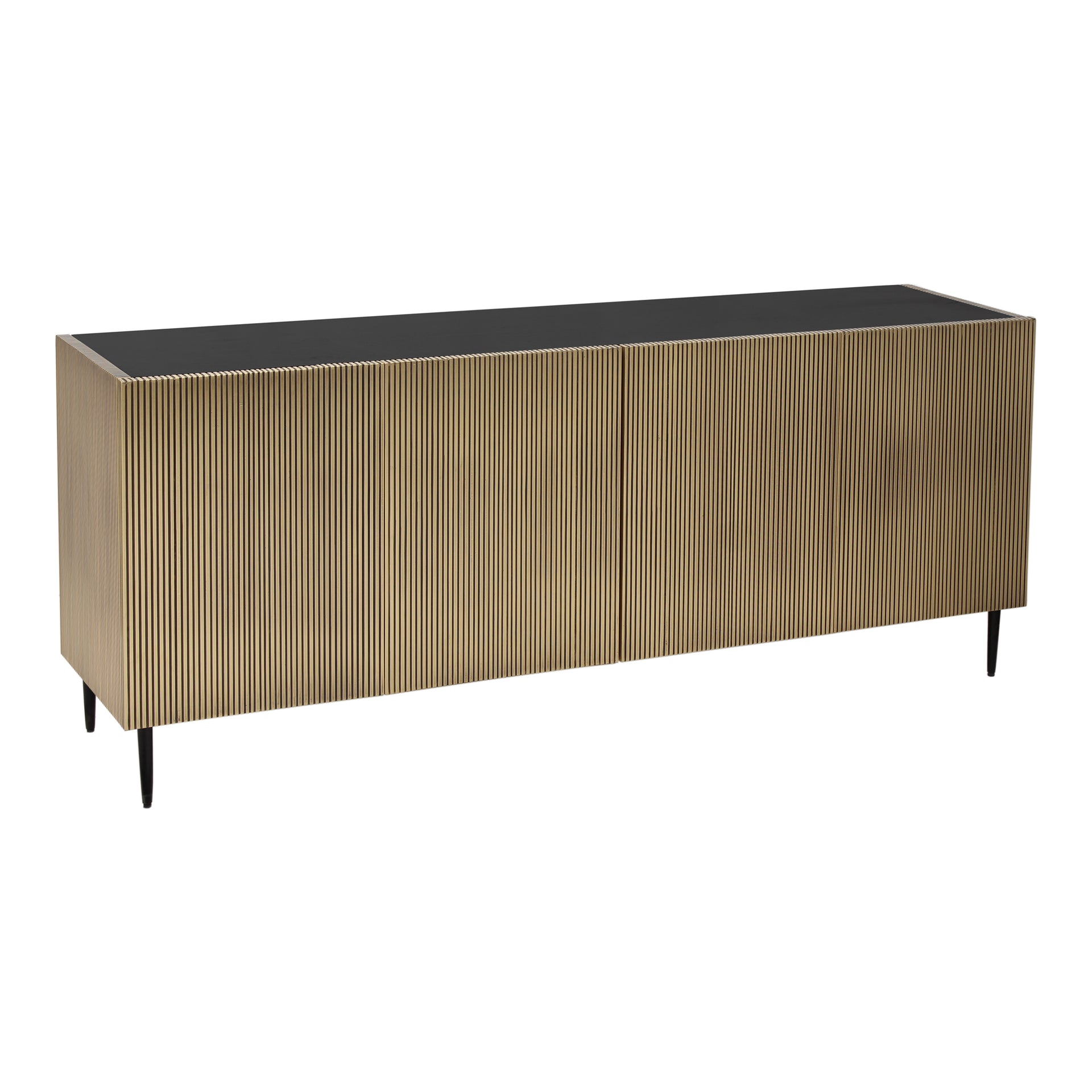Echo Sideboard, Antique Brass Finish, Solid Mango Wood Top, Rectangular, Yellow