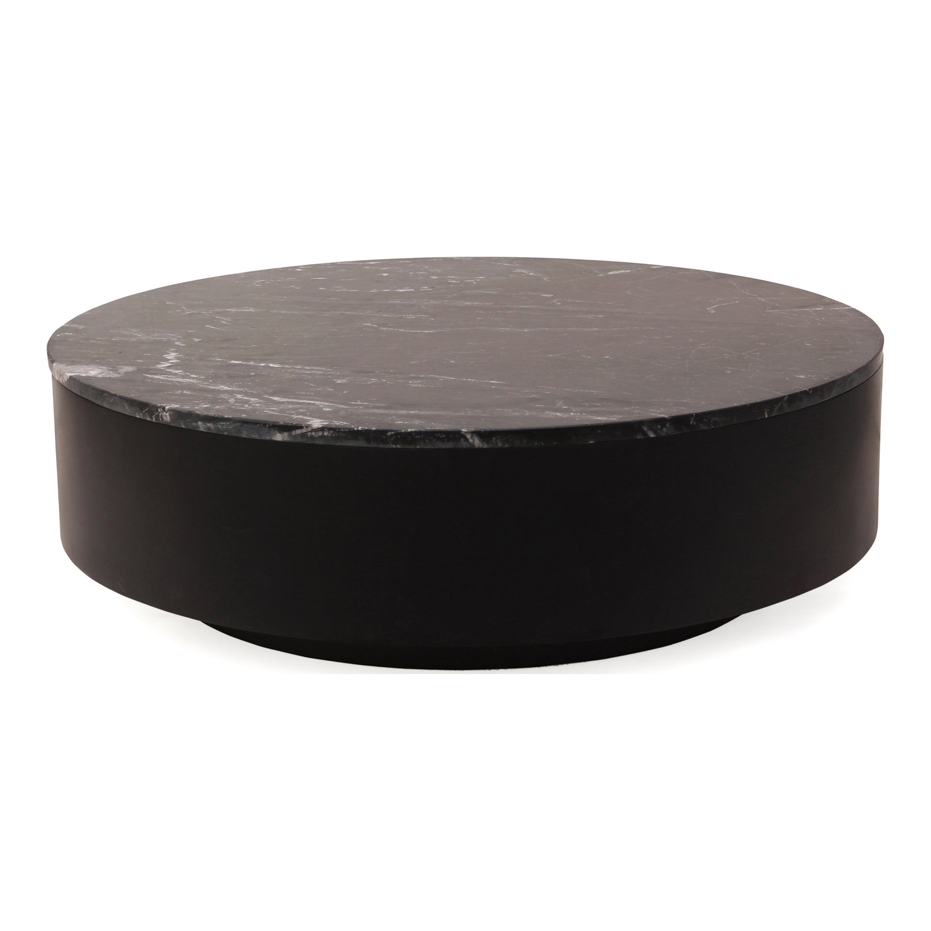 Marco - Gold Flecked Black Marble Round Coffee Table, Black