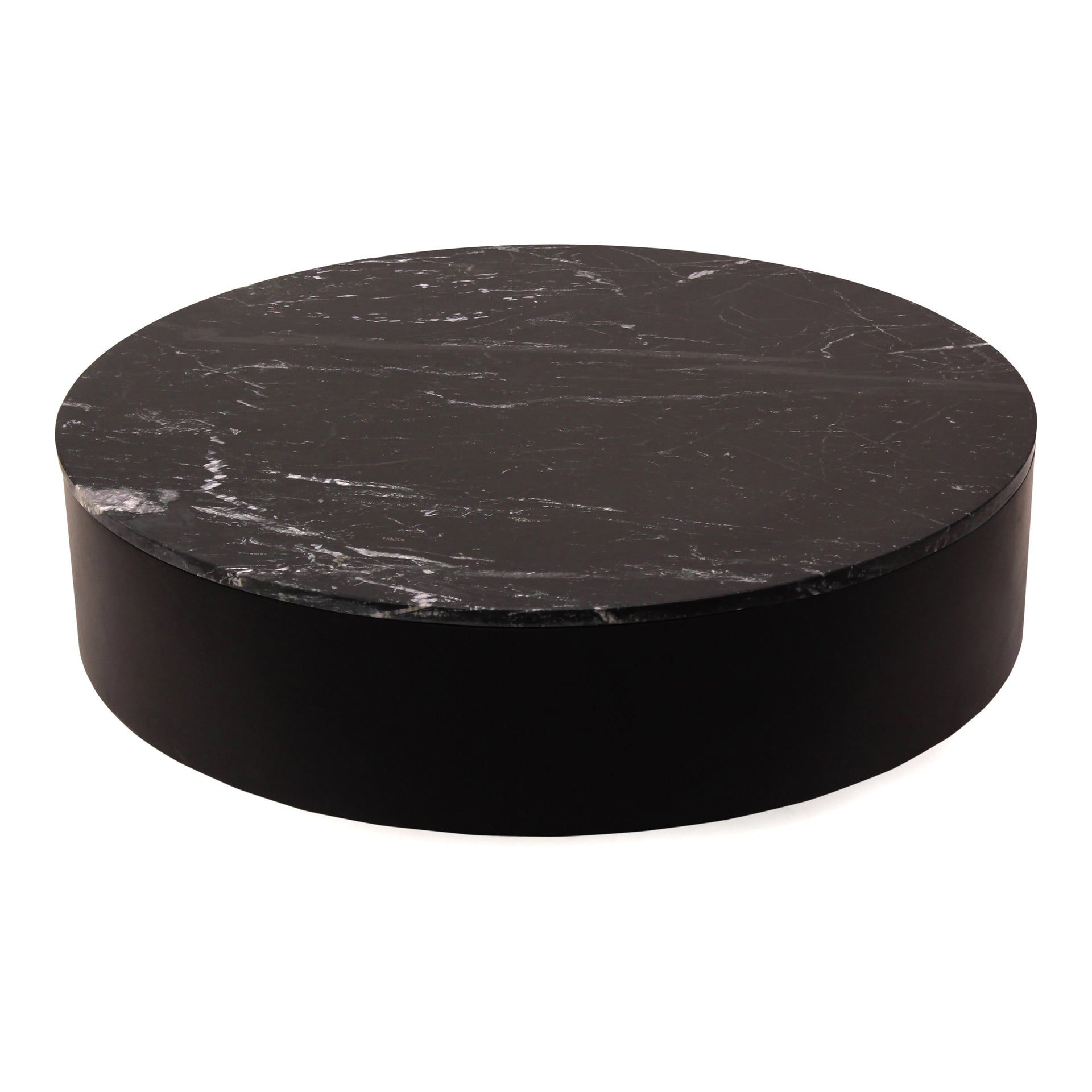 Marco - Gold Flecked Black Marble Round Coffee Table, Black