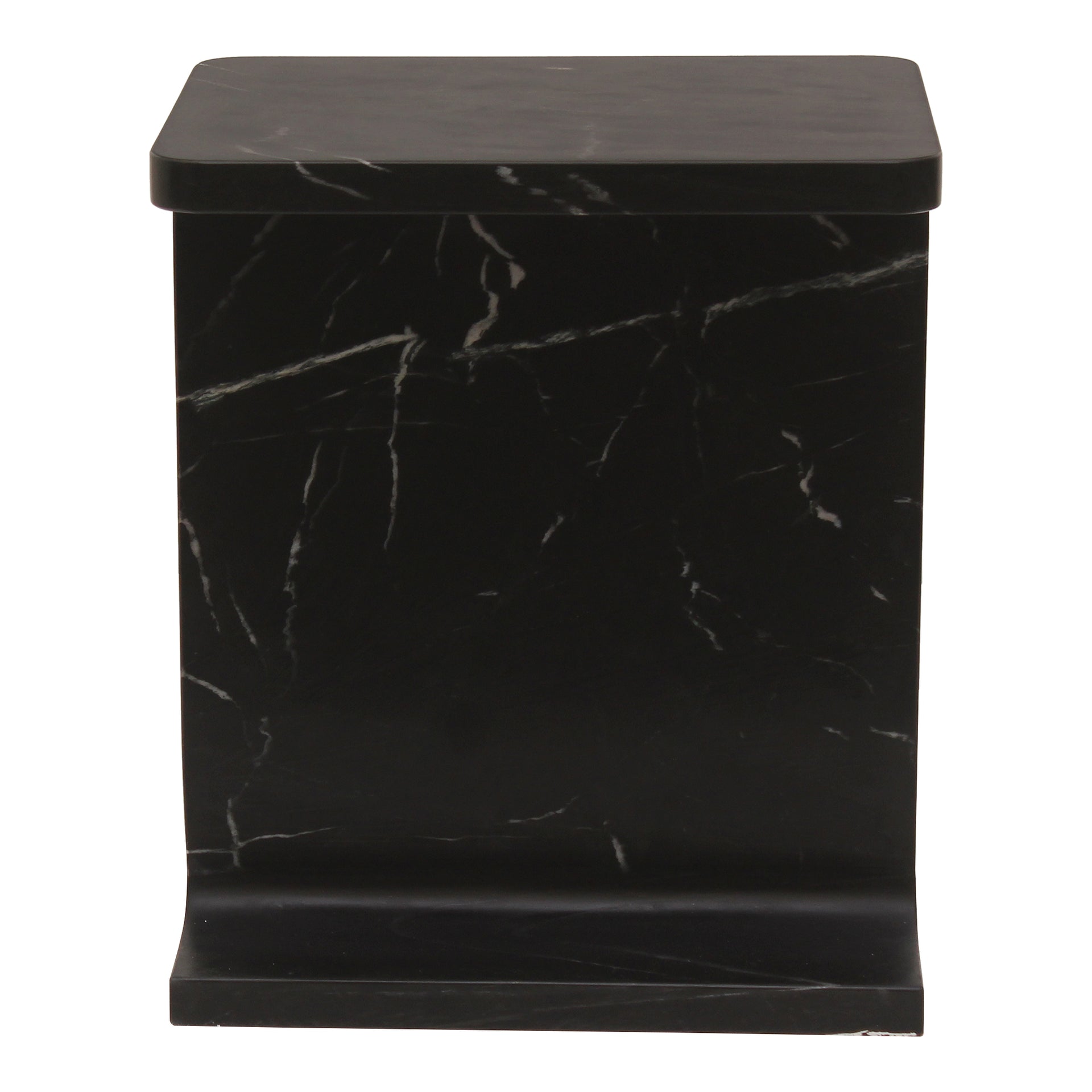 Harrison - Black Marble I-Beam Design Accent Table in Black
