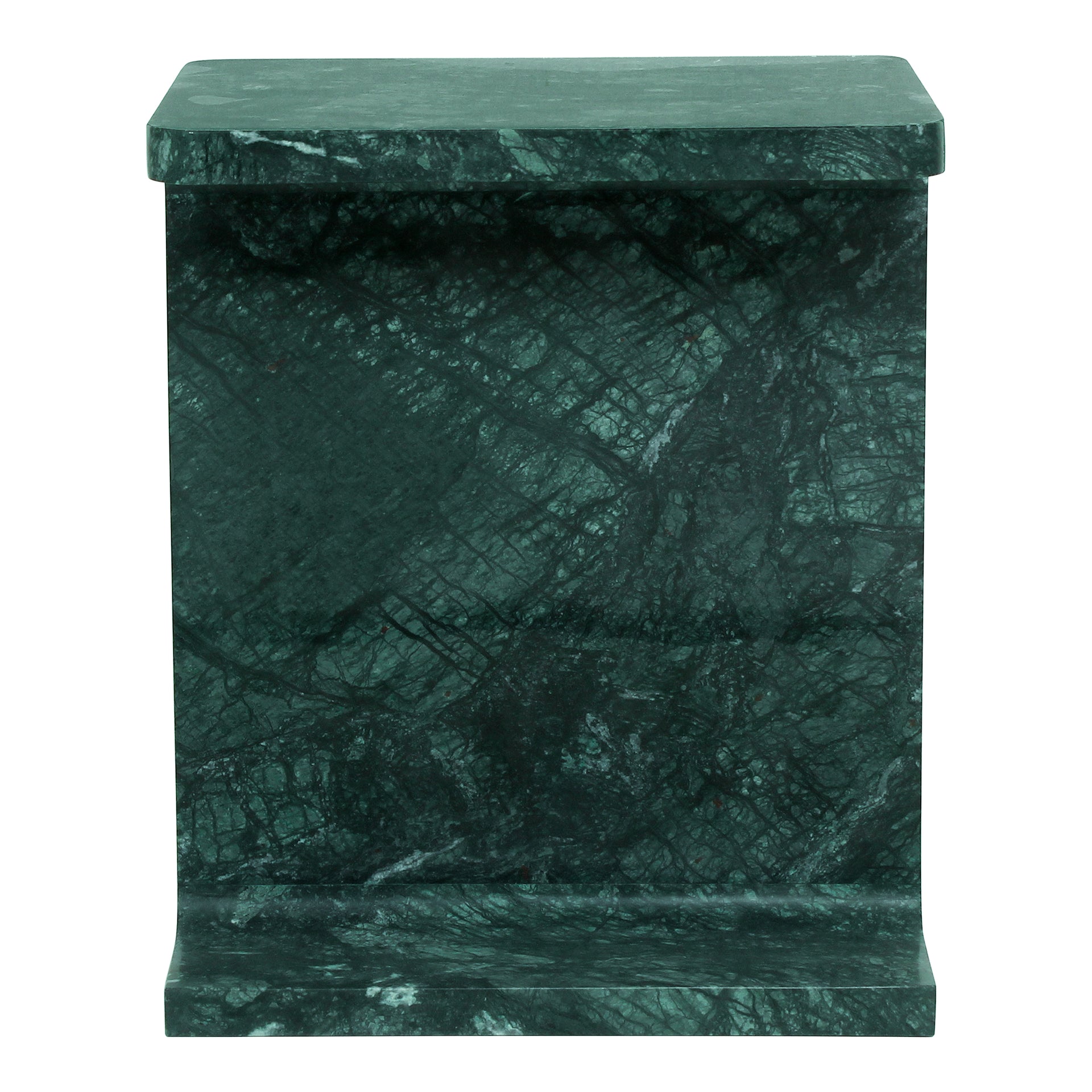 Harrison -Forest Green Marble I-Beam Design Accent Table in Green
