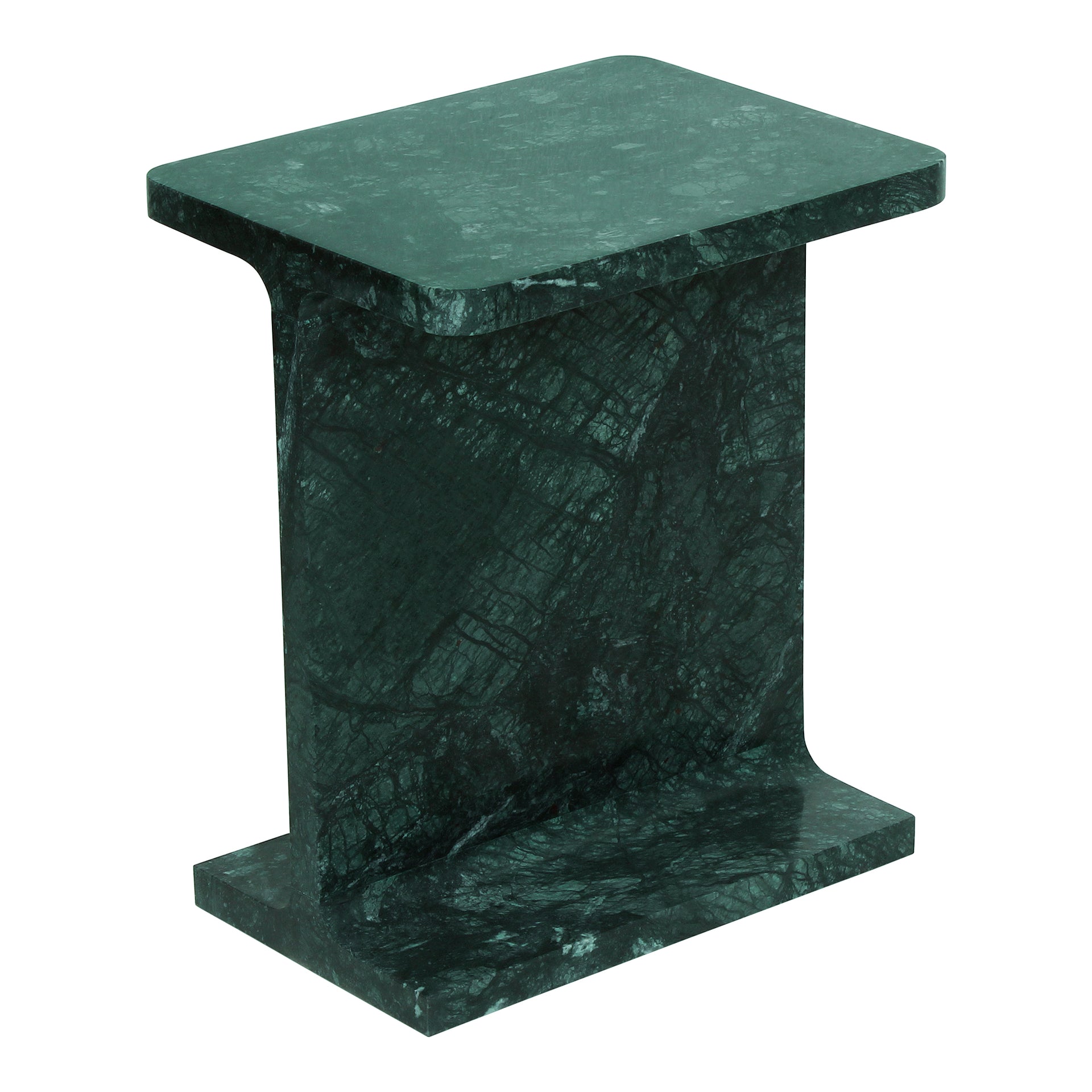 Harrison -Forest Green Marble I-Beam Design Accent Table in Green