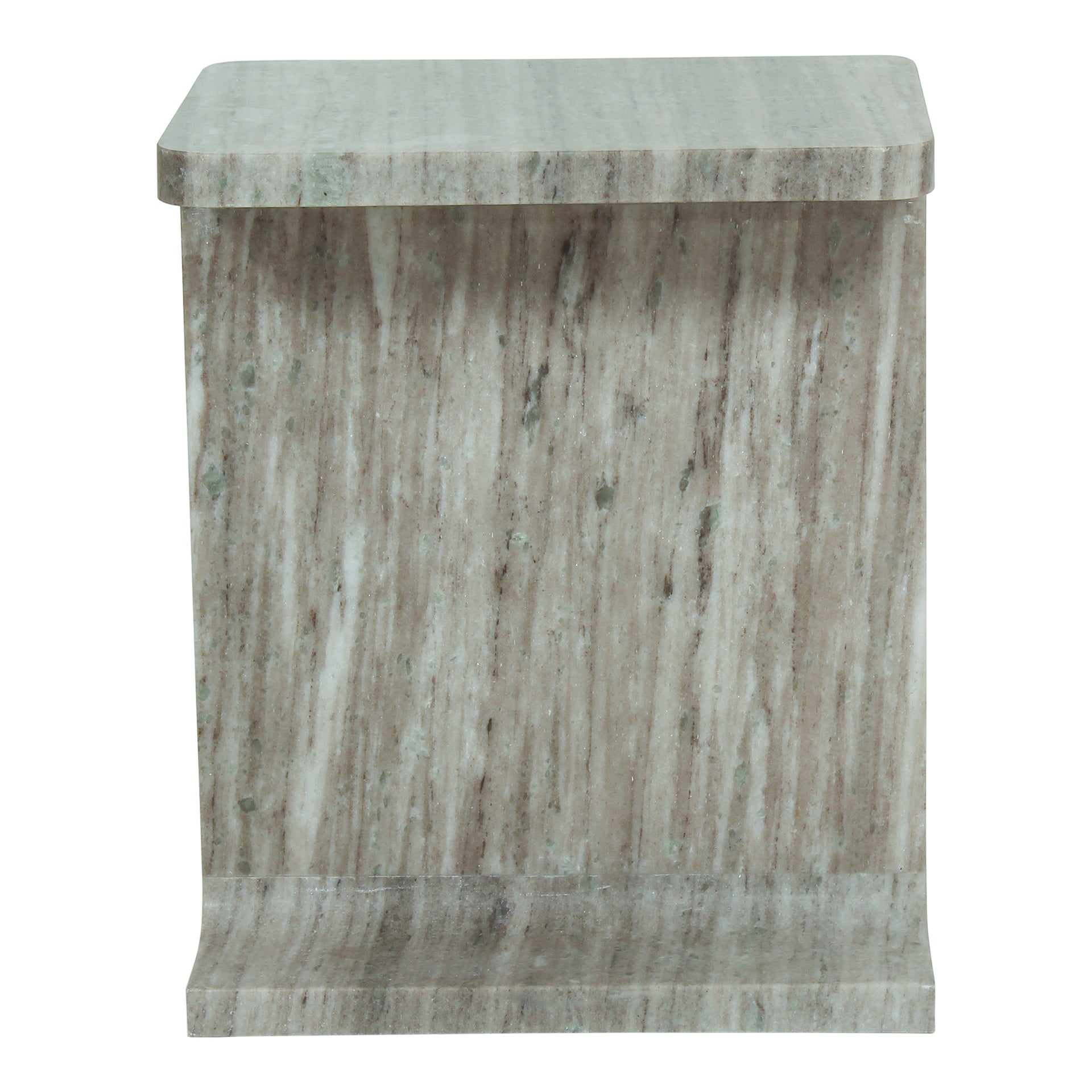 Harrison - Caramel Brown Marble I-Beam Design Accent Table in Taupe