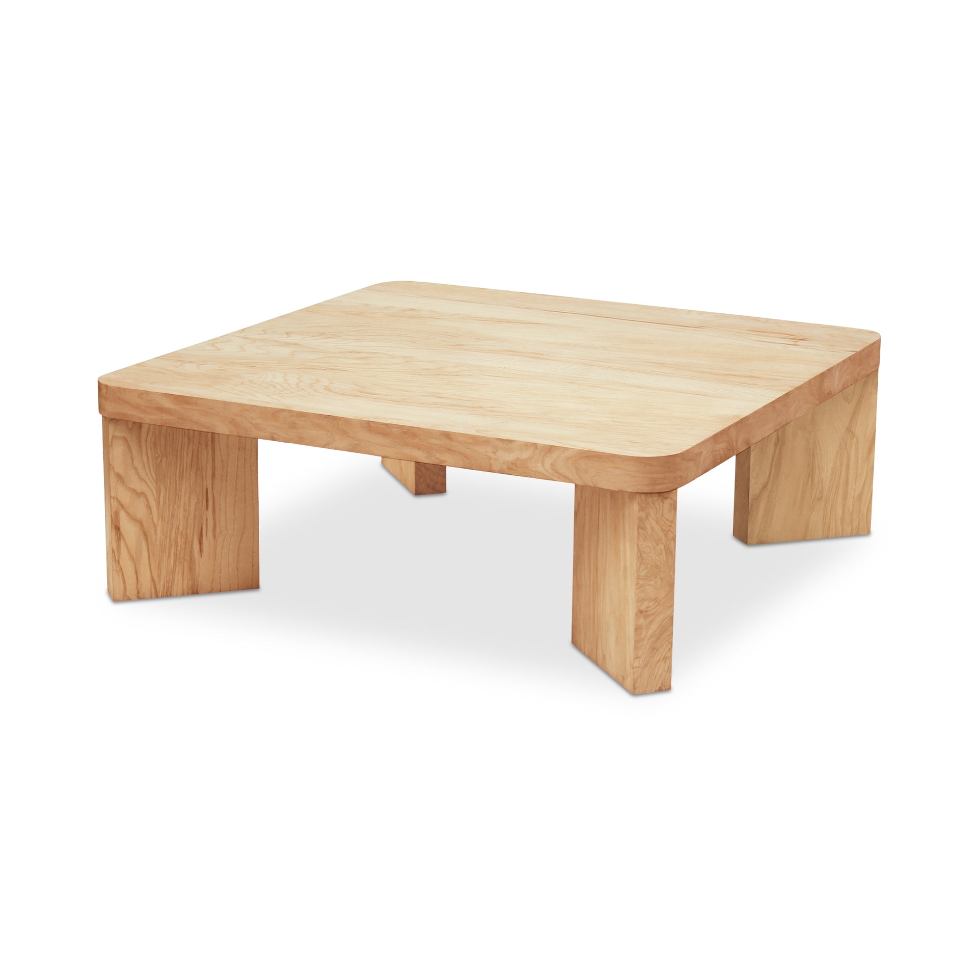 Portland Coffee Table, Square Burl Wood Veneer, Birch Frame, Blonde Finish