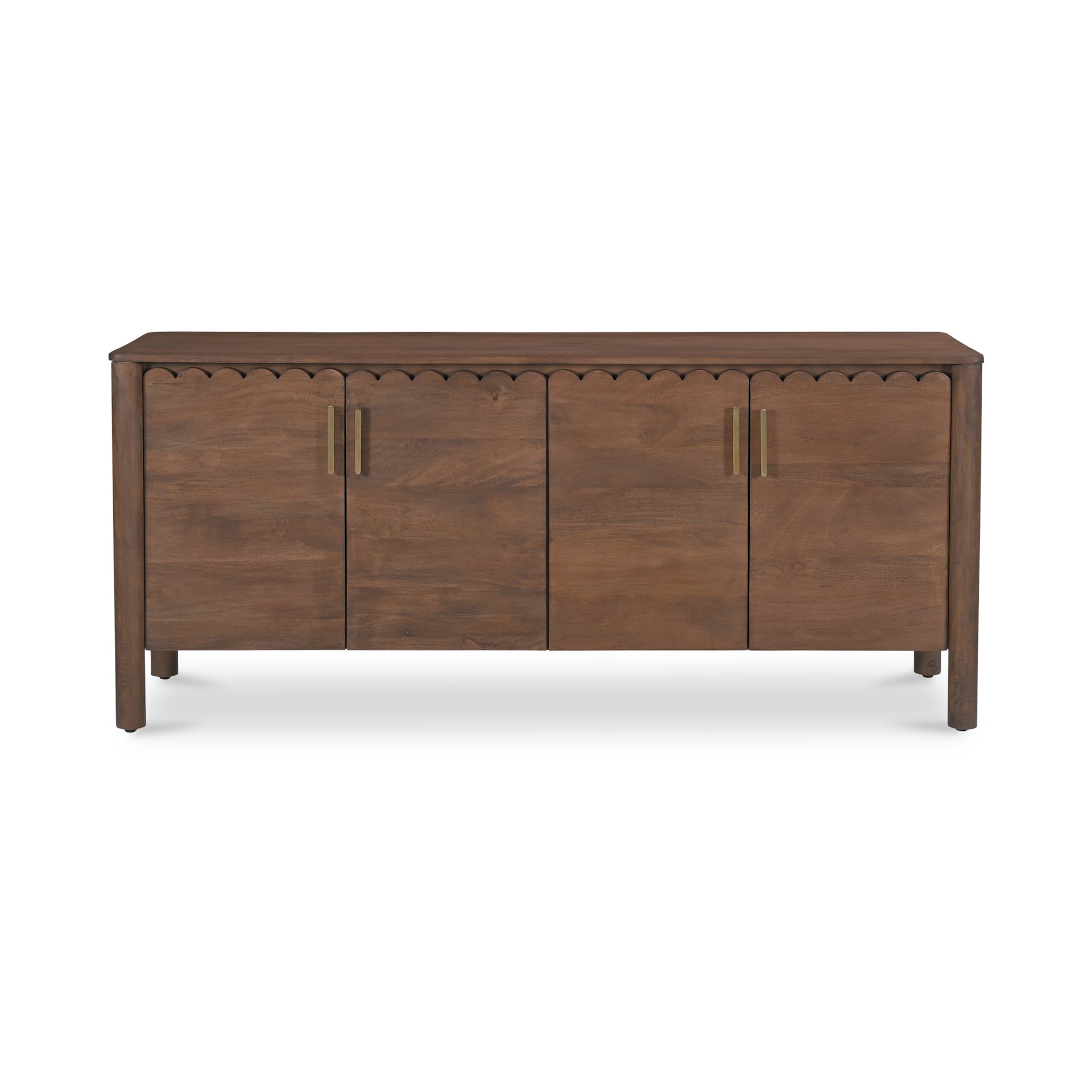 Thalen Sideboard, Rectangular Mango Wood with Brass-Finished Hardware, 4 Doors, Vintage Brown