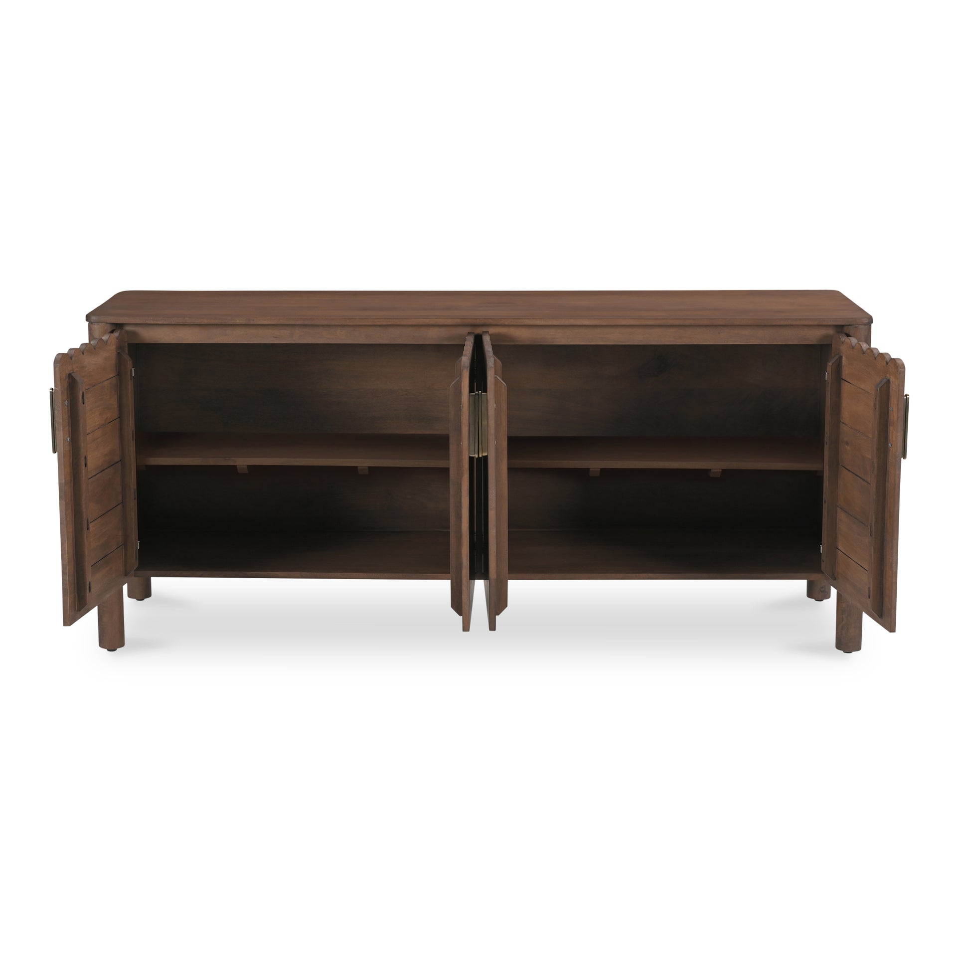 Thalen Sideboard, Rectangular Mango Wood with Brass-Finished Hardware, 4 Doors, Vintage Brown