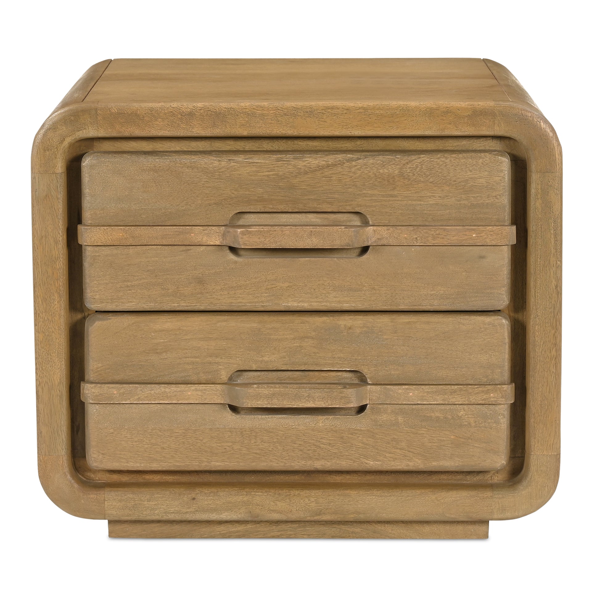 Lilith, Nightstand Rounded Mango Wood, Vintage Finish, Mid-Century Modern, Vintage Brown