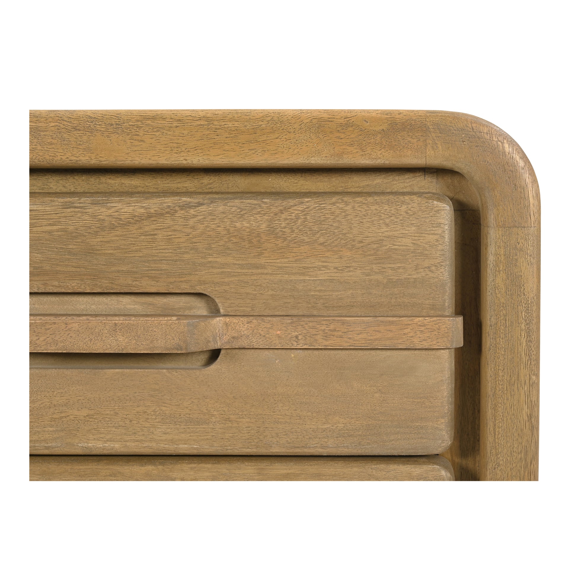Lilith, Nightstand Rounded Mango Wood, Vintage Finish, Mid-Century Modern, Vintage Brown