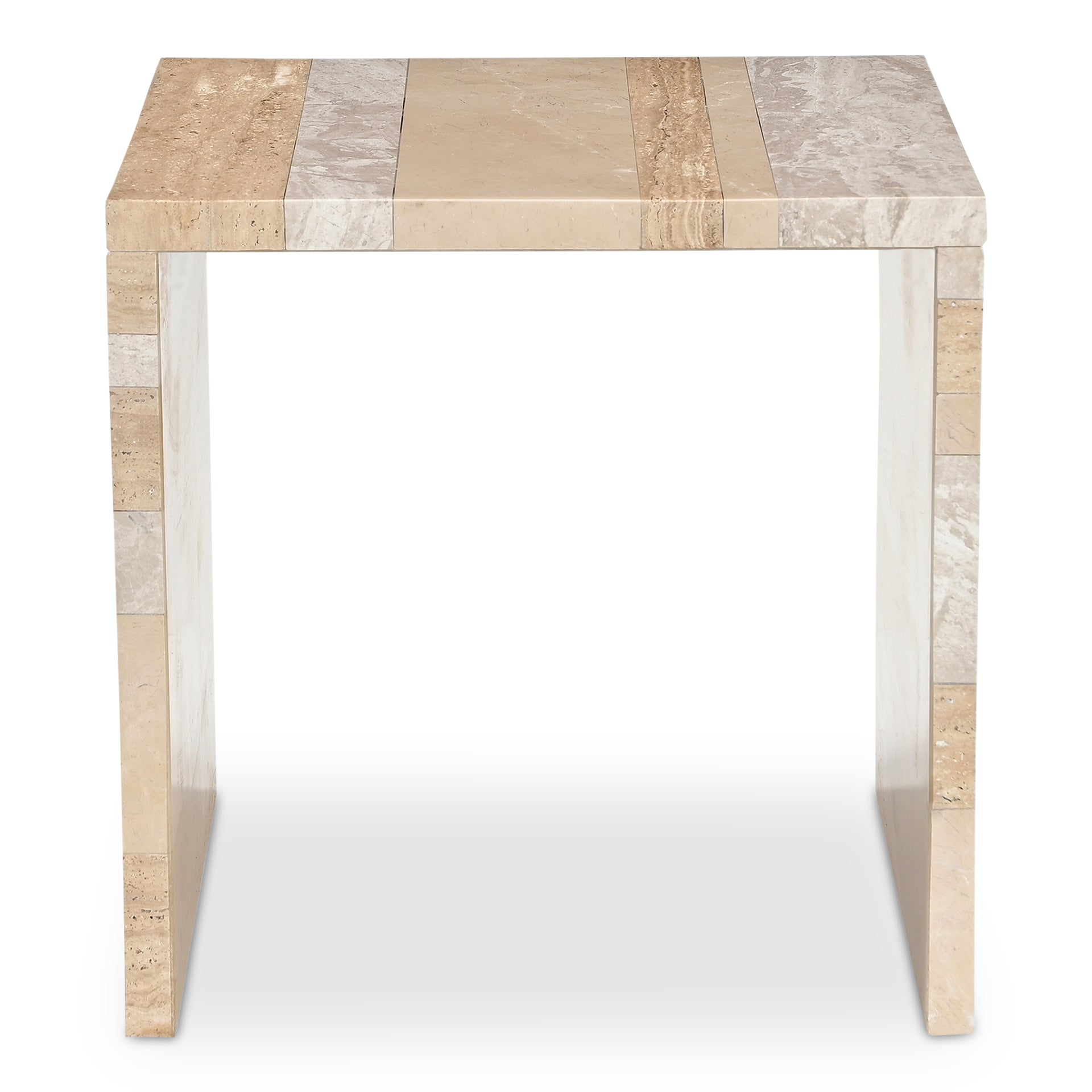Nerida Accent Table, Square, Italian Mixed Marble and Iron, Neutral Multicolor