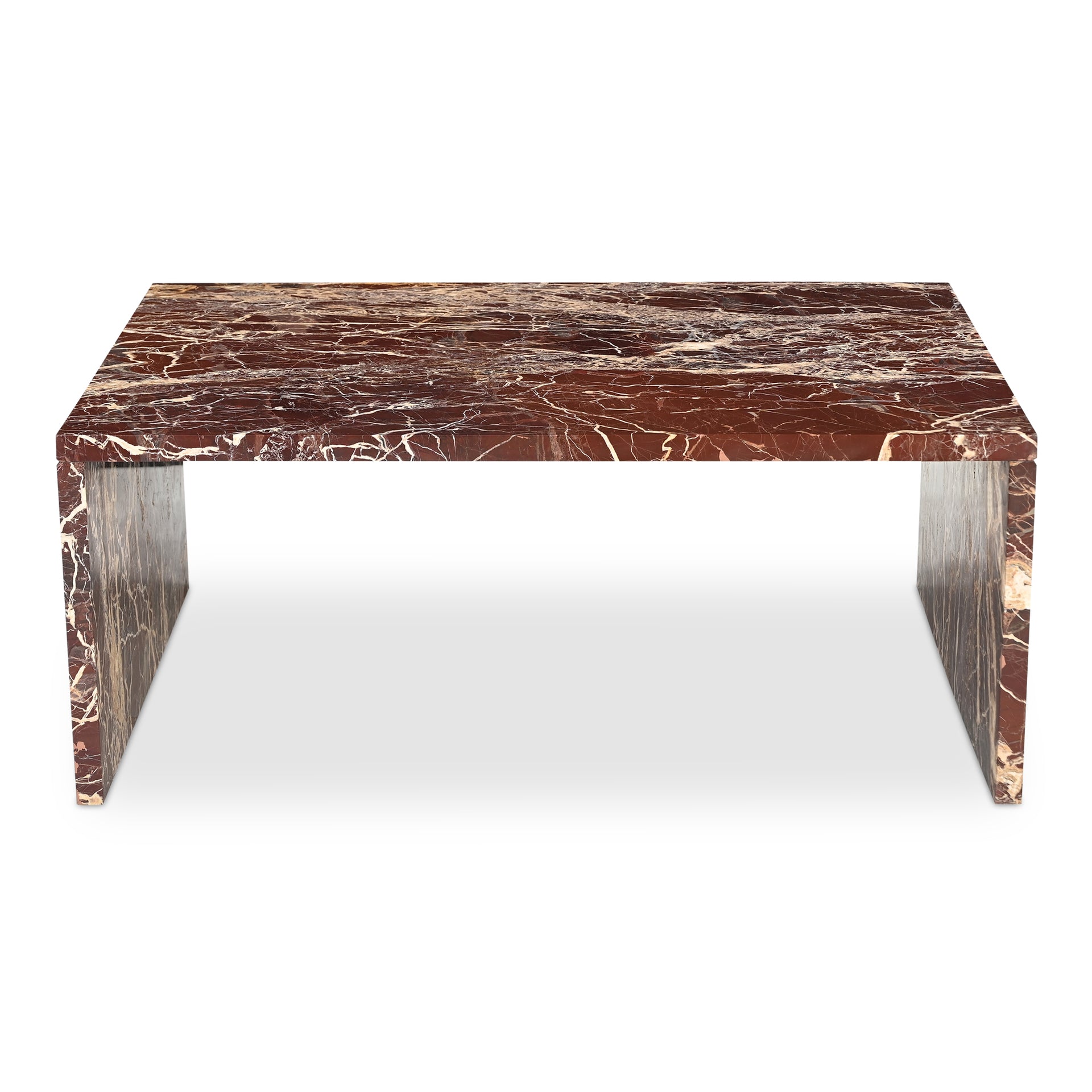 Nerida Coffee Table, Rectangular, Italian Mixed Marble and Iron, Red