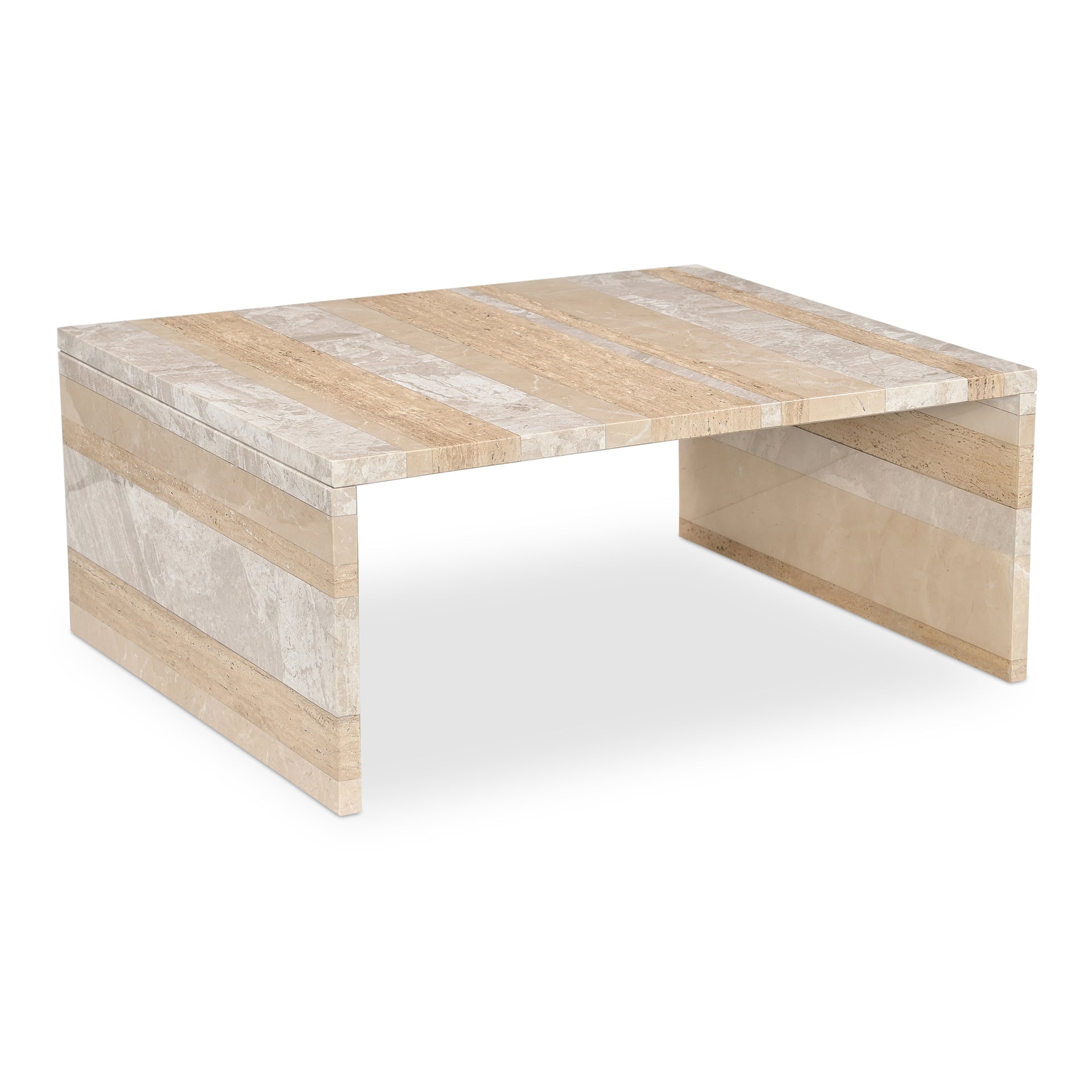 Nerida Coffee Table, Rectangular, Italian Mixed Marble and Iron, Neutral Multicolor