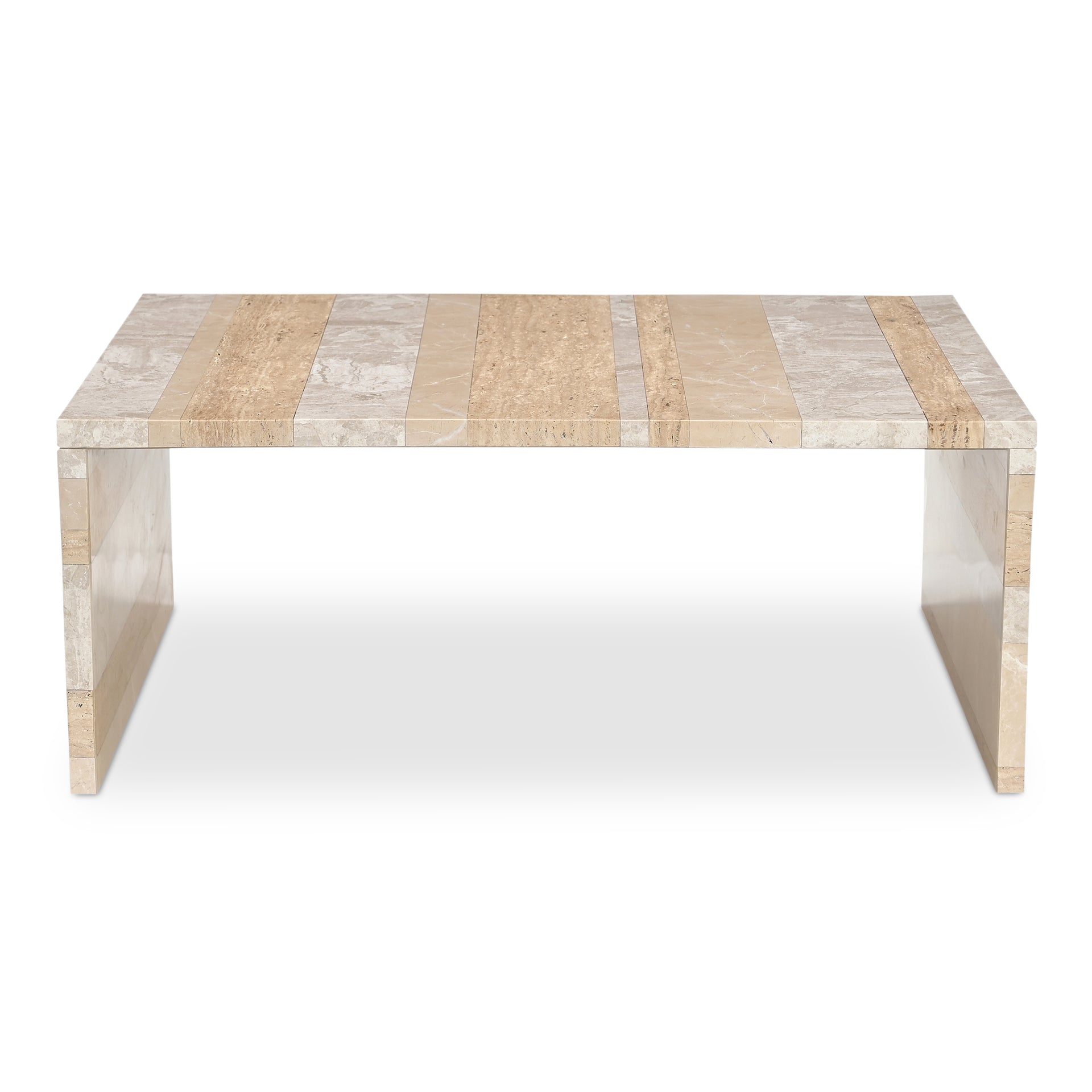 Nerida Coffee Table, Rectangular, Italian Mixed Marble and Iron, Neutral Multicolor