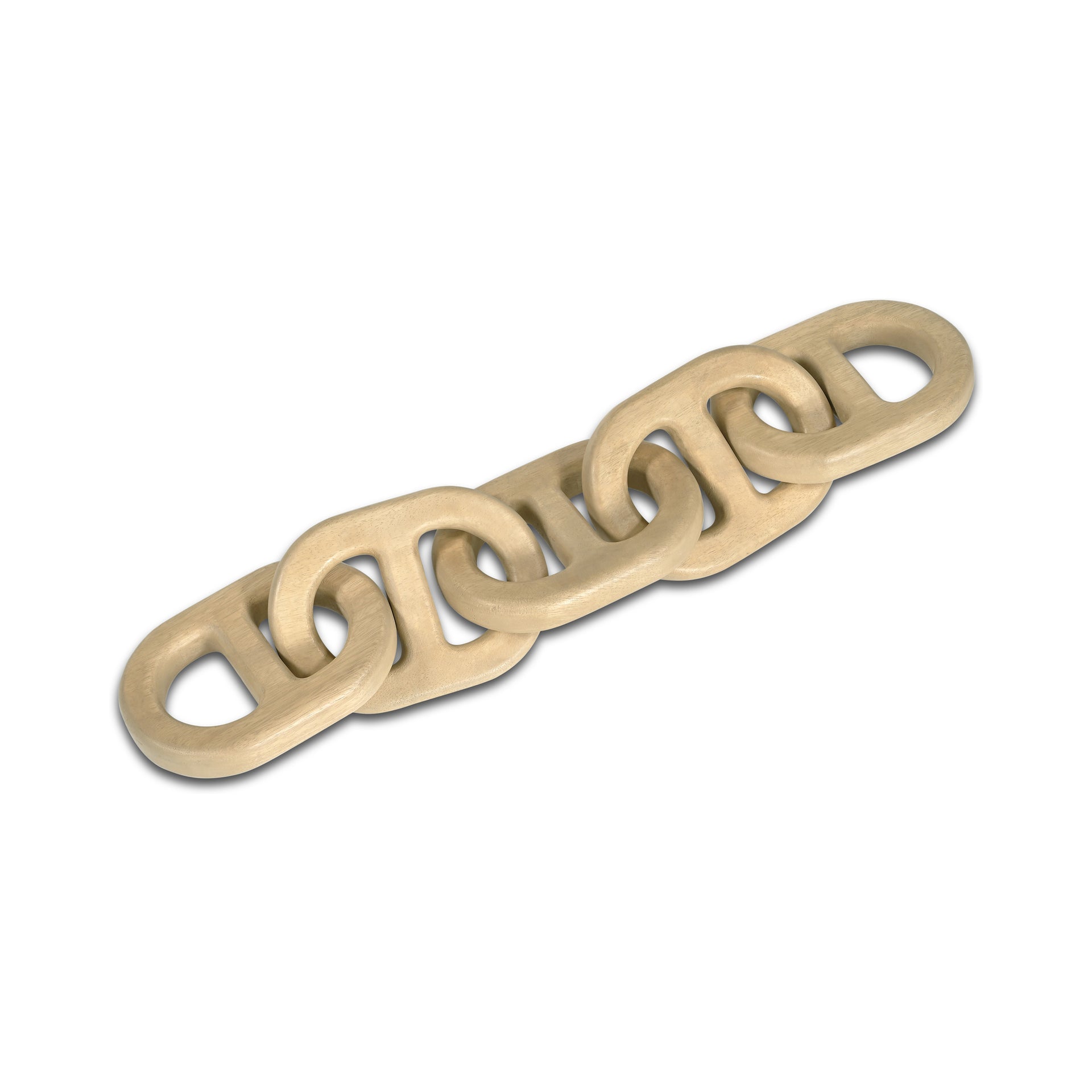 Harbor Tabletop Accent, Freeform, Solid Mango Wood, Anchor-Link Decorative Chain, Natural Finish, Natural