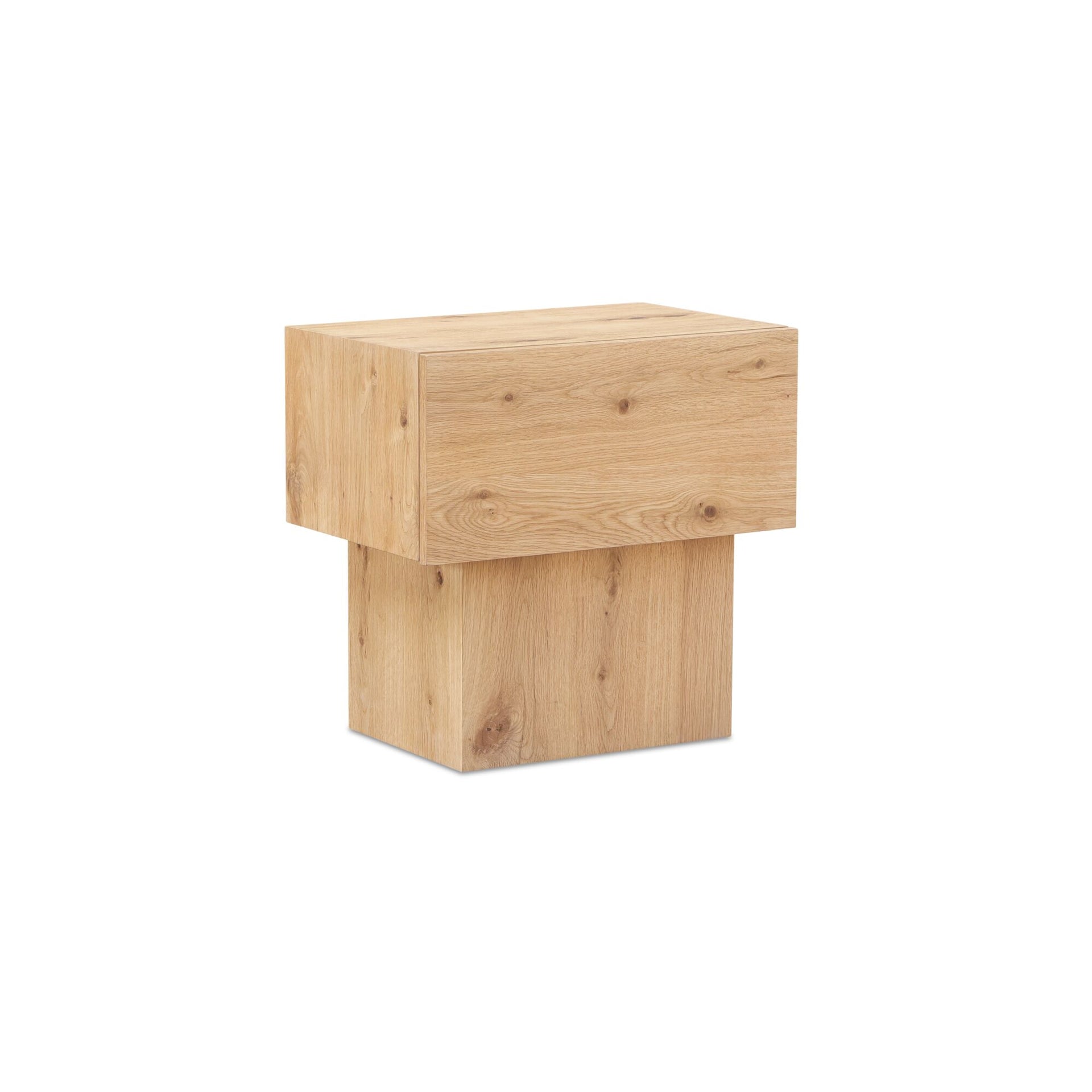 Lorinda Nightstand, Rectangular, Rustic Oak Veneer, 1-Drawer, Natural Finish